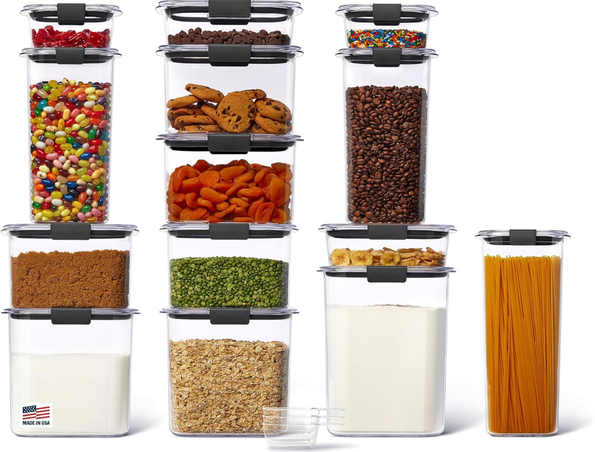 Rubbermaid Brilliance 14-Piece Food Storage Container Set with Scoops Airtight BPA-Free for Kitchen and Pantry Organization Rubbermaid Brilliance 14-Piece Food Storage Container Set with Scoops Airtight BPA-Free for Kitchen and Pantry Organization