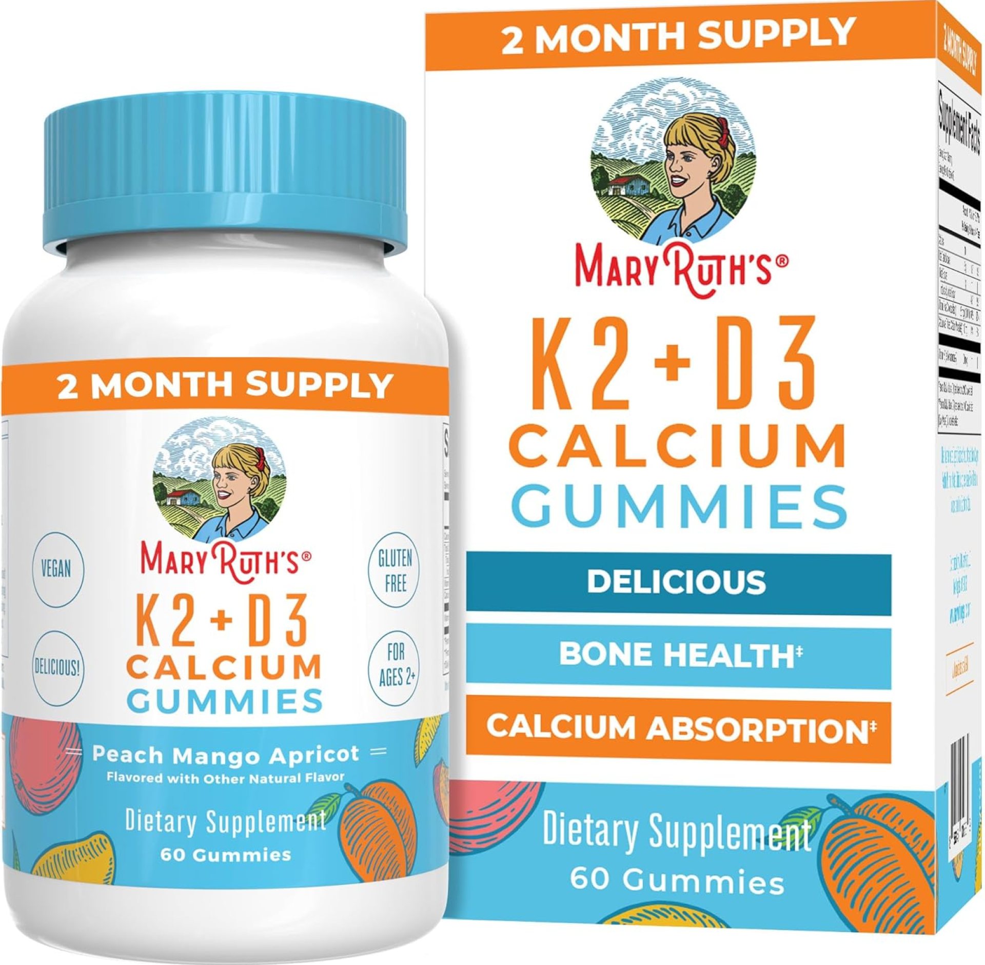 MaryRuth Organics Calcium with Vitamin D & Vitamin K2, 2 Month Supply, Calcium Supplement Supports Bone Health & Joint Support, with Vitamins D3 K2 Gummies, Vegan, Non-GMO, Gluten Free, 60 Count MaryRuth Organics Calcium with Vitamin D & Vitamin K2, 2 Month Supply, Calcium Supplement Supports Bone Health & Joint Support, with Vitamins D3 K2 Gummies, Vegan, Non-GMO, Gluten Free, 60 Count