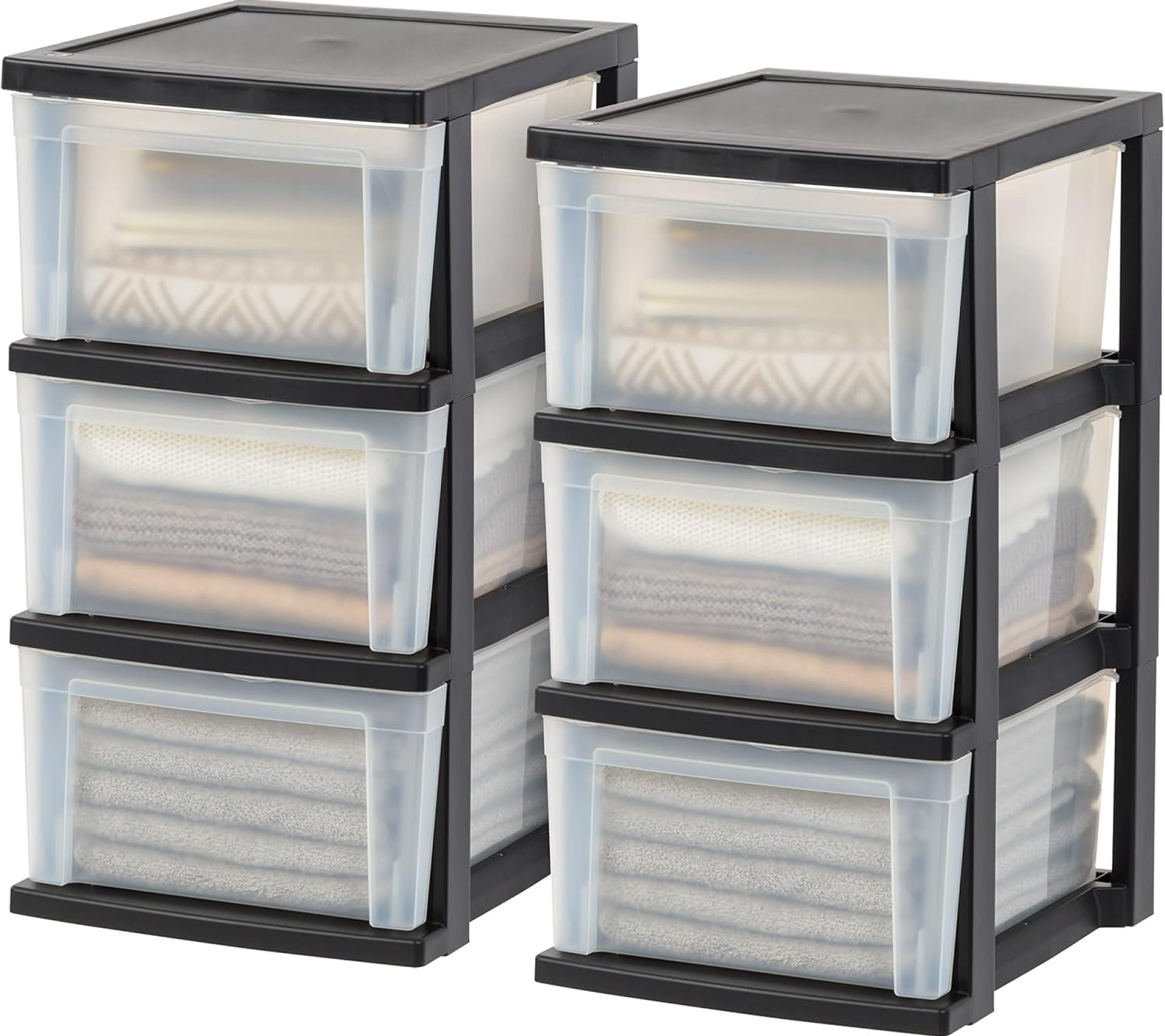 IRIS USA Plastic Drawer Storage Organizer, 3-Drawers, 2-Pack, for Classroom Art Craft Supplies, Bathroom Bedroom, Laundry Room, Black/Clear IRIS USA Plastic Drawer Storage Organizer, 3-Drawers, 2-Pack, for Classroom Art Craft Supplies, Bathroom Bedroom, Laundry Room, Black/Clear