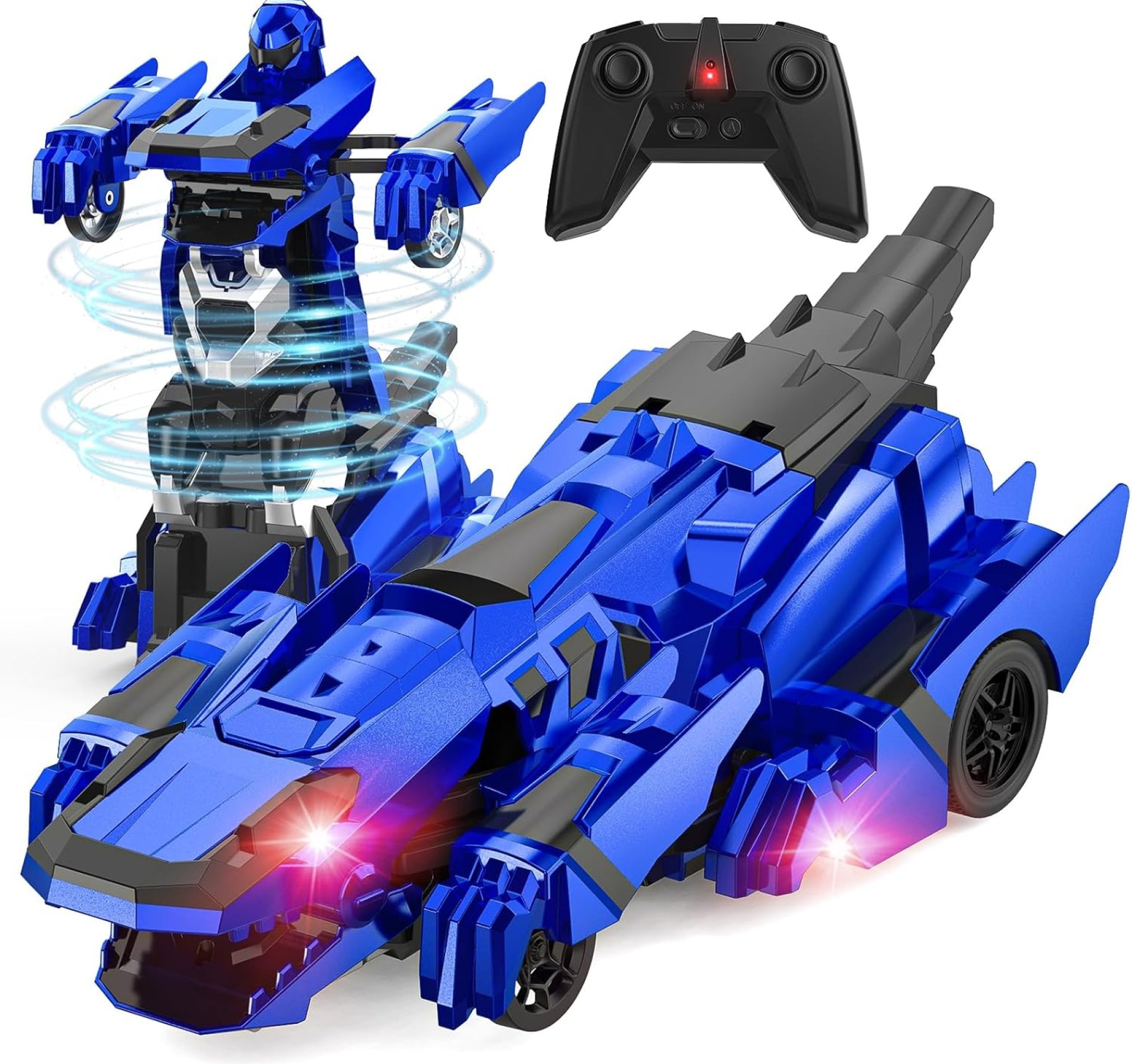 Dinosaur Transform Rc Cars, 2.4Ghz Remote Control Car Transforming Robot with Flashing Light, 360° Rotation One Button Deformation Car Toy Gifts for Boys Age 4-7 8-12 Dinosaur Transform Rc Cars, 2.4Ghz Remote Control Car Transforming Robot with Flashing Light, 360° Rotation One Button Deformation Car Toy Gifts for Boys Age 4-7 8-12