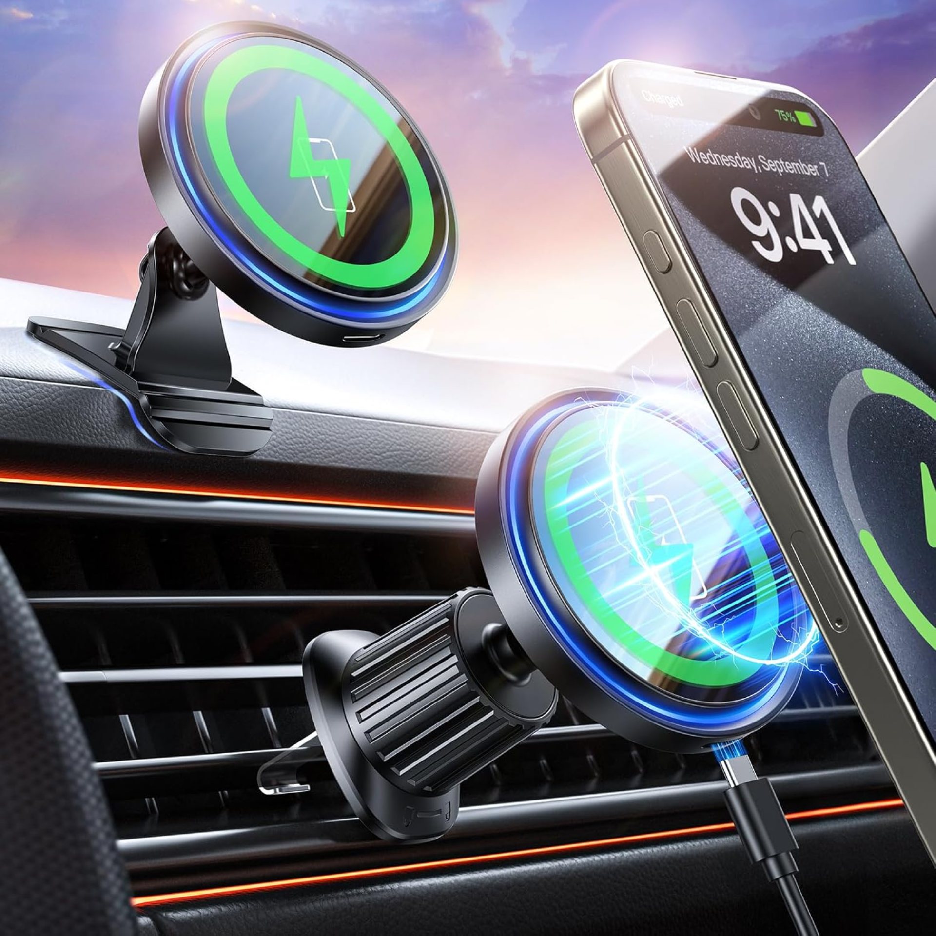 Mag-Safe Car Mount Charger 15W Magnetic Wireless Car Charger for iPhone 16 Accessories Magnetic Phone Holder for Car 3 in 1 Mag Safe car Mount for iPhone16/15/14/13/12 Series Gifts for Men Women Mag-Safe Car Mount Charger 15W Magnetic Wireless Car Charger for iPhone 16 Accessories Magnetic Phone Holder for Car 3 in 1 Mag Safe car Mount for iPhone16/15/14/13/12 Series Gifts for Men Women