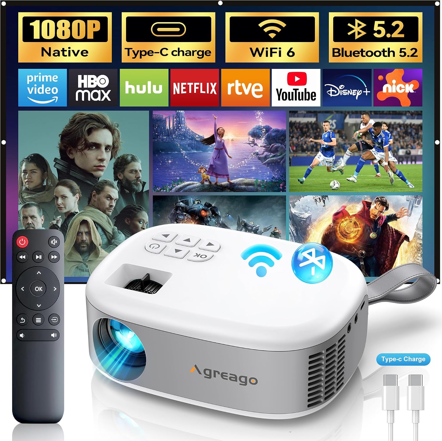 15000 Lumens Outdoor Movie Projector – Native 1080P HD Portable Projector with WiFi 6/Bluetooth 5.2, 300″ Screen, ±15° Keystone | Compatible with iPhone, Android, Fire Stick, PS5, Xbox(USB-C Cable) 15000 Lumens Outdoor Movie Projector – Native 1080P HD Portable Projector with WiFi 6/Bluetooth 5.2, 300″ Screen, ±15° Keystone | Compatible with iPhone, Android, Fire Stick, PS5, Xbox(USB-C Cable)
