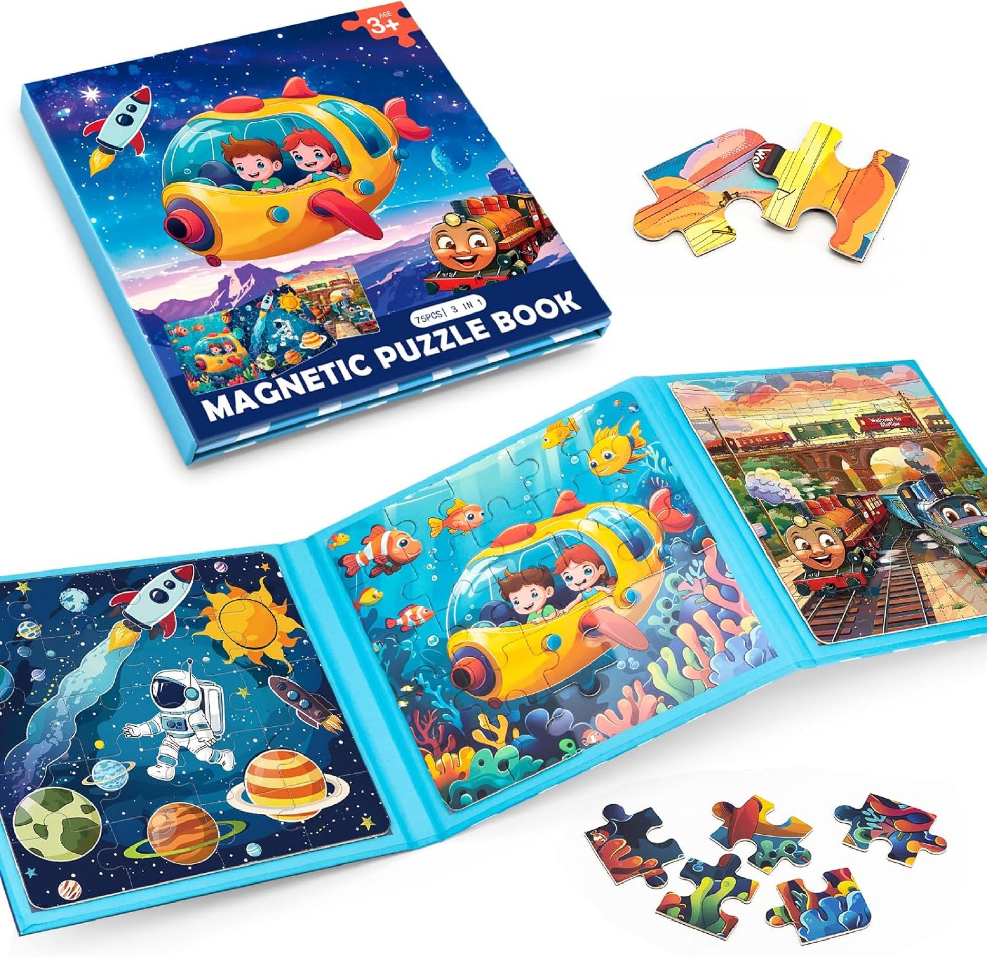 Space Ocean Train Magnetic Puzzles for Toddlers, Ages 3-5, 20-25-30 Pieces, Travel Jigsaw Puzzles, Preschool Learning Toys Space Ocean Train Magnetic Puzzles for Toddlers, Ages 3-5, 20-25-30 Pieces, Travel Jigsaw Puzzles, Preschool Learning Toys