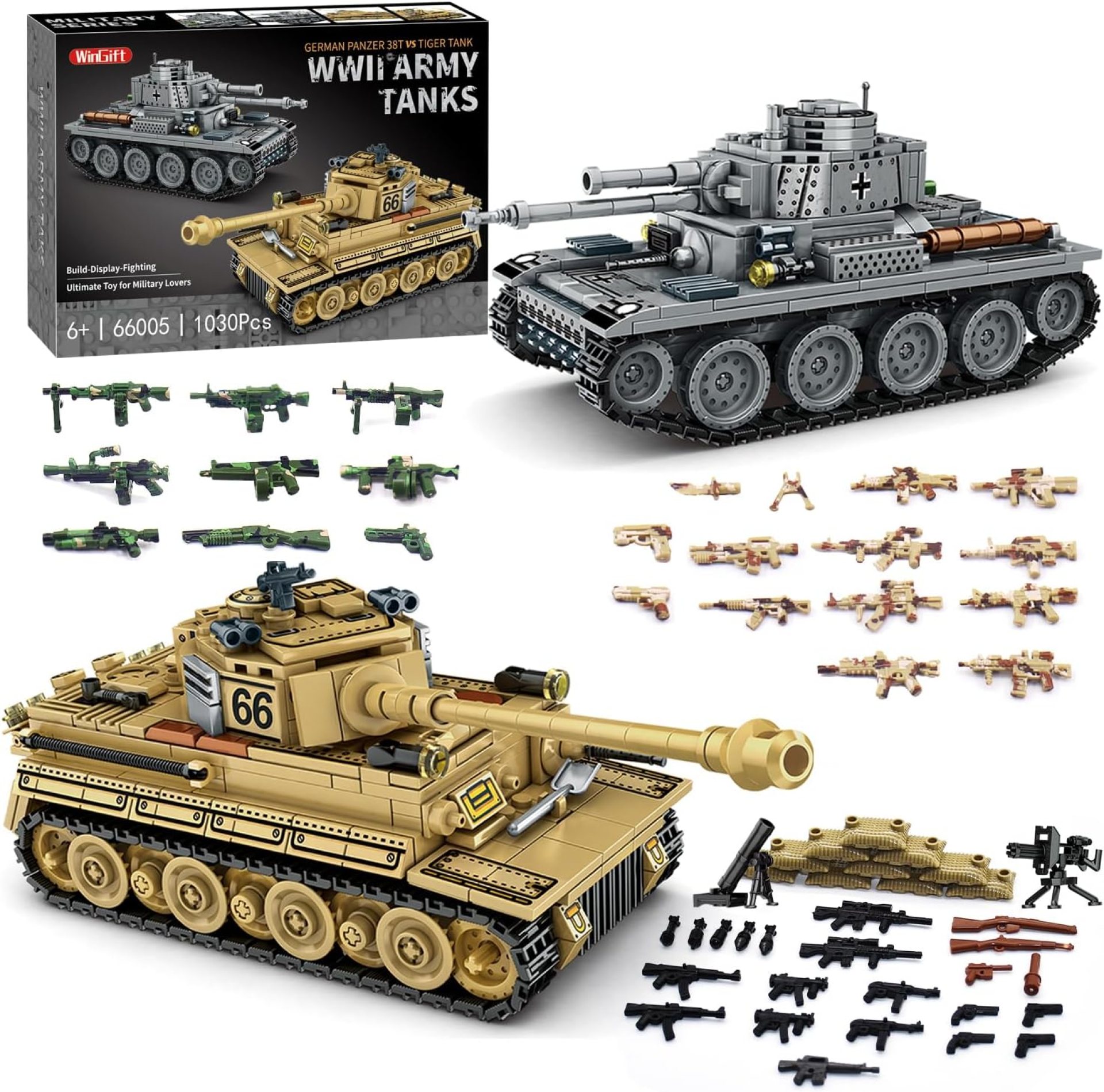 1030 Piece WW2 Army Tanks Toy Building Sets,Create a German Panzer 38T and a German Tiger Tank Toys,Adult Collectible Model Tanks Sets to Build,Christmas Birthday Gifts for Boys,Teens,Adults 1030 Piece WW2 Army Tanks Toy Building Sets,Create a German Panzer 38T and a German Tiger Tank Toys,Adult Collectible Model Tanks Sets to Build,Christmas Birthday Gifts for Boys,Teens,Adults