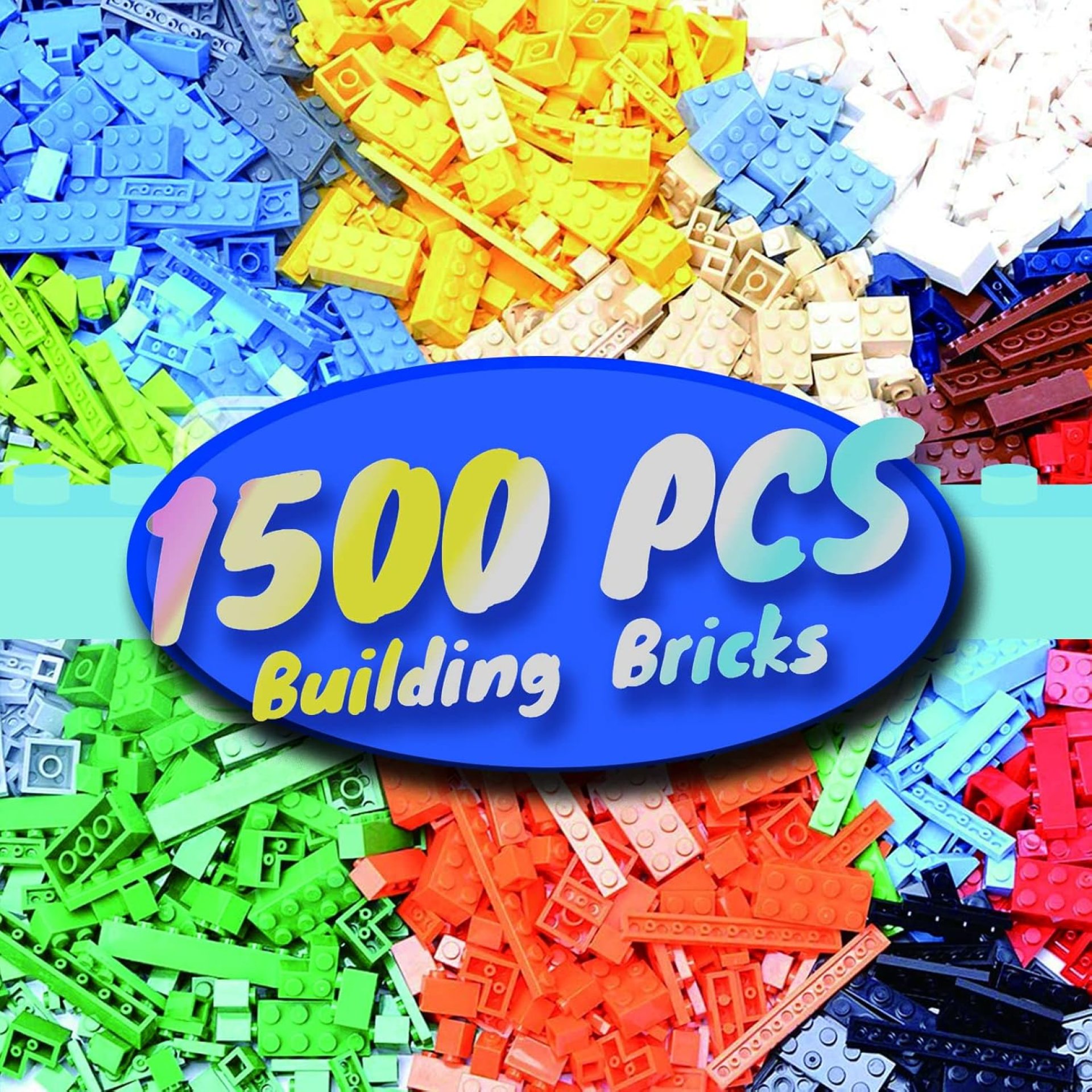 1500 Pieces Building Bricks, Classic Bulk Small Blocks, Classic Bricks Set Basic Building Blocks Compatible with All Major Brands 1500 Pieces Building Bricks, Classic Bulk Small Blocks, Classic Bricks Set Basic Building Blocks Compatible with All Major Brands