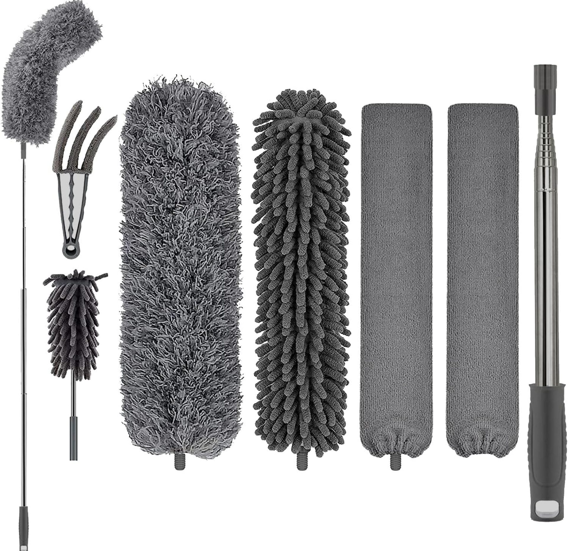 FUUNSOO Microfiber Feather Duster, Duster with Extension Pole 30-100 Inches,Ceiling Fan Cleaner Duster Retractable Gap Dust Brush Cleaner for Cleaning Cobweb,High Ceiling,Blinds, (Dark Gray) FUUNSOO Microfiber Feather Duster, Duster with Extension Pole 30-100 Inches,Ceiling Fan Cleaner Duster Retractable Gap Dust Brush Cleaner for Cleaning Cobweb,High Ceiling,Blinds, (Dark Gray)