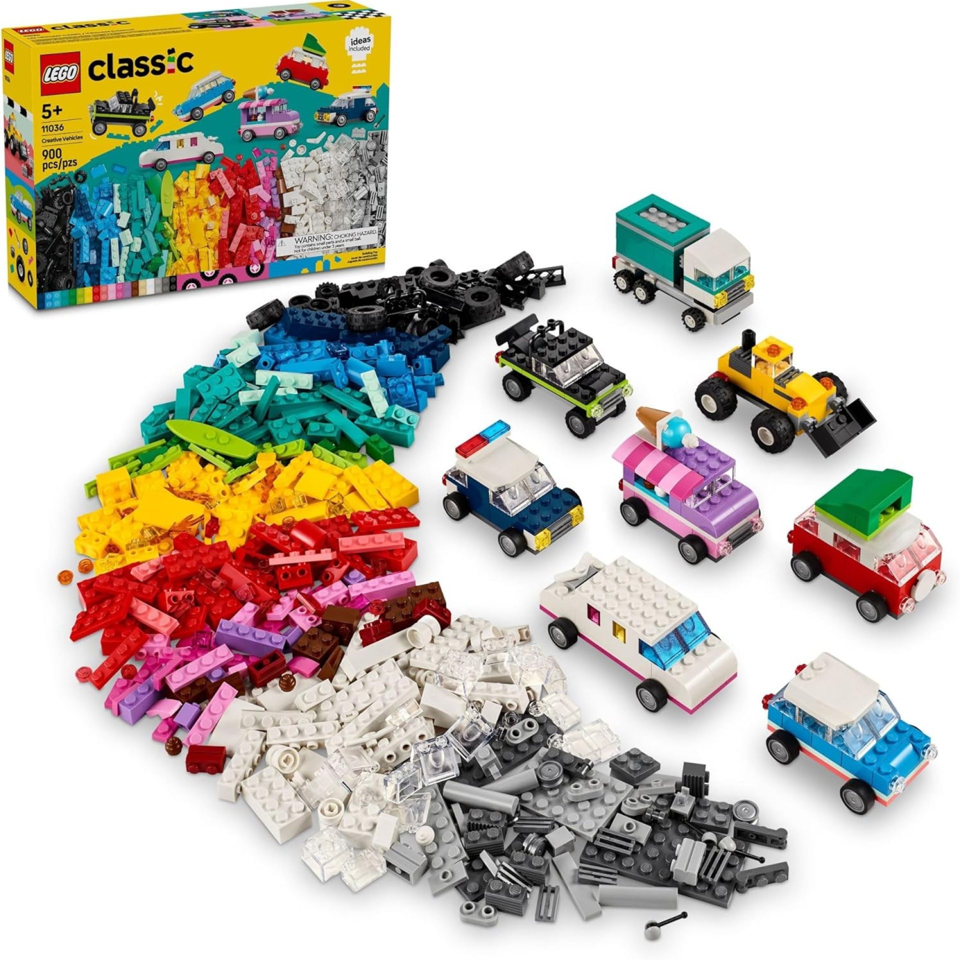 LEGO Classic Creative Vehicles, Colorful Construction Brick Building Kit with Ice Cream Truck, Police Car Toy, Model City Cars and More, Gift or Car Toy for Boys, Girls and Kids Ages 5 and Up, 11036 LEGO Classic Creative Vehicles, Colorful Construction Brick Building Kit with Ice Cream Truck, Police Car Toy, Model City Cars and More, Gift or Car Toy for Boys, Girls and Kids Ages 5 and Up, 11036