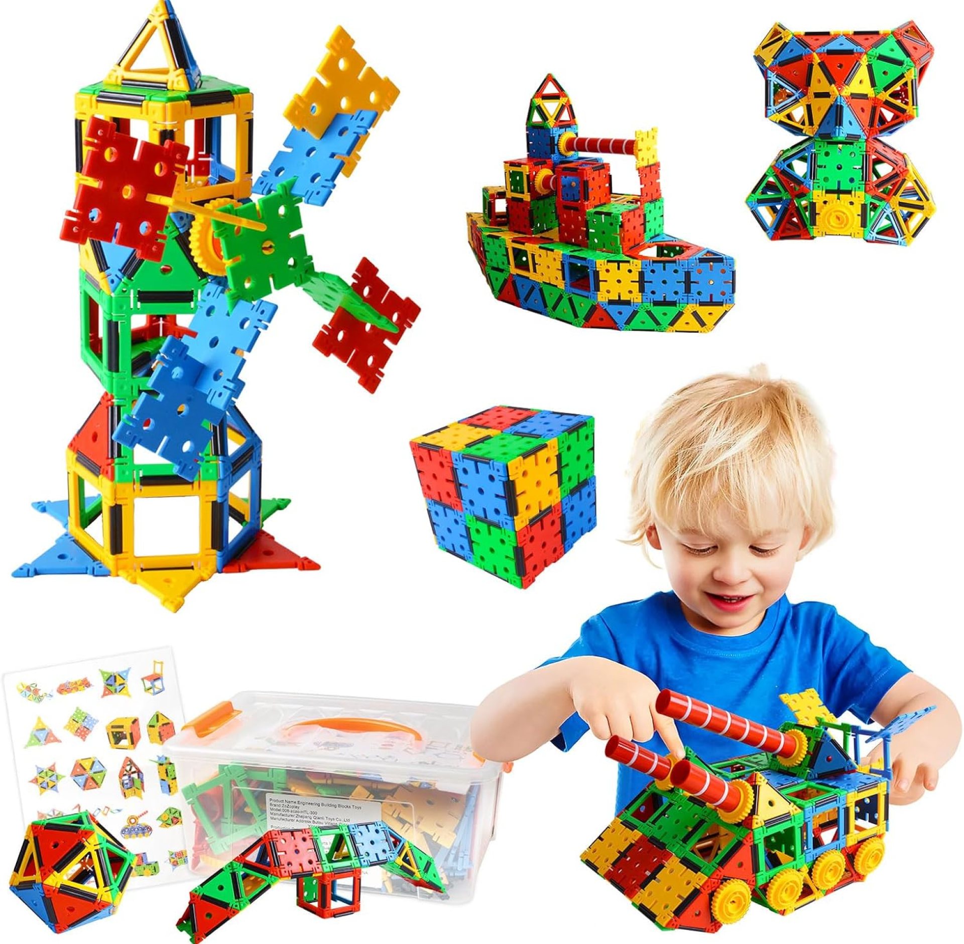 ZOZOPLAY 300 Pcs Building Blocks, Multicolor Creative Construction Toys for Preschool Kids Ages 4-8 ZOZOPLAY 300 Pcs Building Blocks, Multicolor Creative Construction Toys for Preschool Kids Ages 4-8