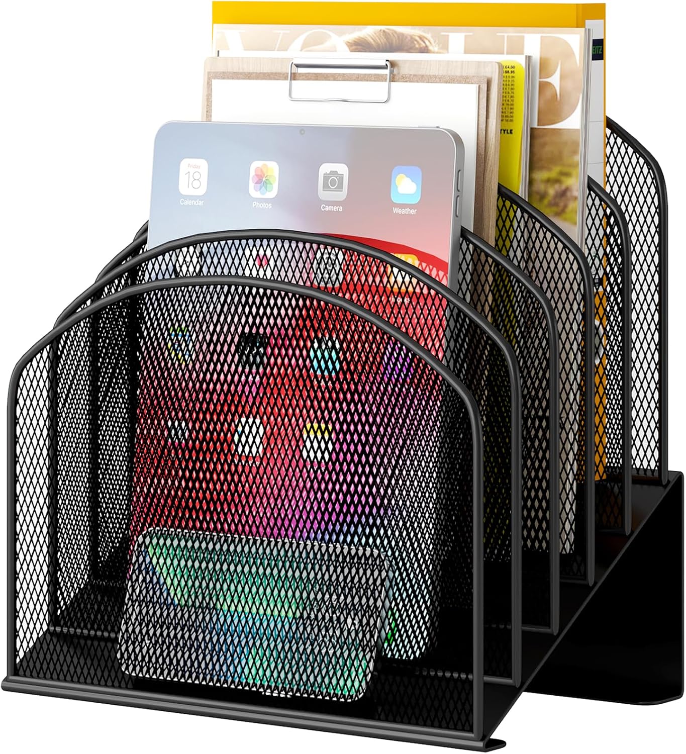 Desk File Organizer, Metal Mesh Vertical Desktop File Folder Holder for Office & School & Home, 1 Pack Desk File Organizer, Metal Mesh Vertical Desktop File Folder Holder for Office & School & Home, 1 Pack