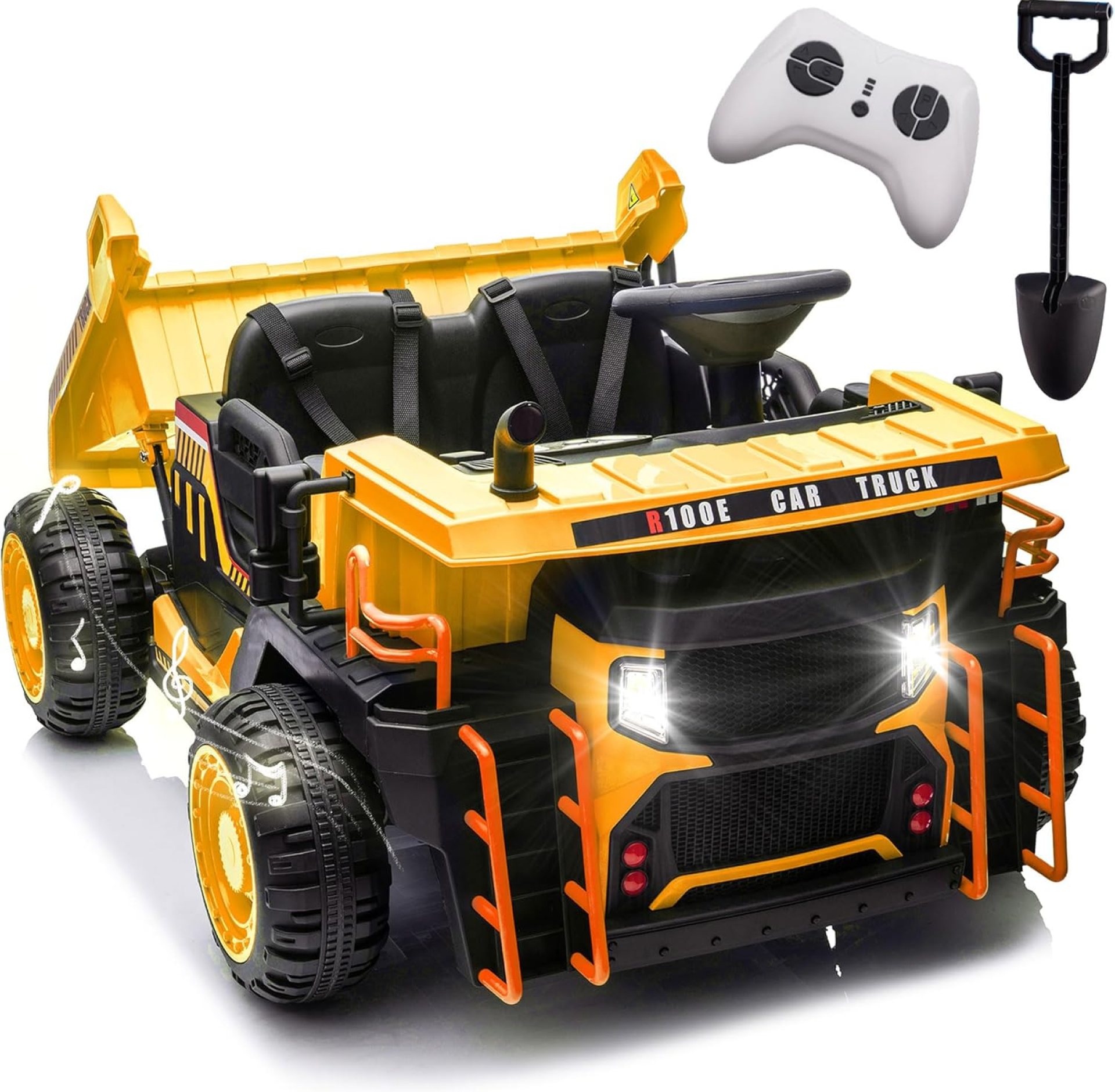 24V Ride On Dump Truck, 2X200W Stronger Motor, Up to 4.9Mph Kids Electric Car W/Parent Remote Control, 20″ Spacious Seat & Music, Bluetooth, Ride on Toys for Kids 4-8, Yellow 24V Ride On Dump Truck, 2X200W Stronger Motor, Up to 4.9Mph Kids Electric Car W/Parent Remote Control, 20″ Spacious Seat & Music, Bluetooth, Ride on Toys for Kids 4-8, Yellow