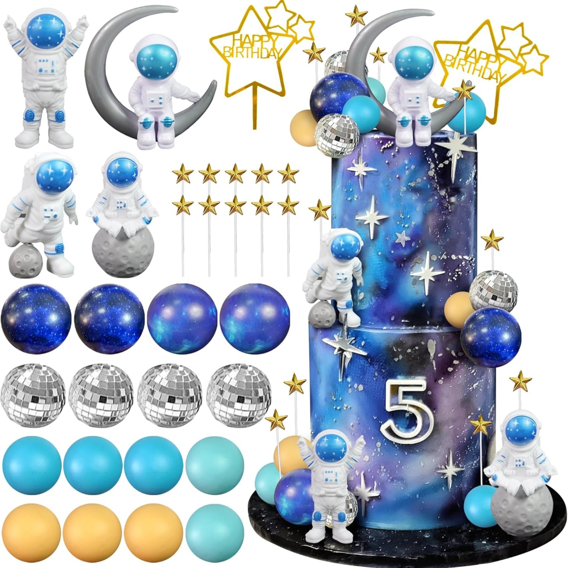 Space Cake Toppers Outer Space Cake Decorations with Balls Stars Astronauts Figurines Planets for Kids Outer Space Theme Birthday Party Space Cake Toppers Outer Space Cake Decorations with Balls Stars Astronauts Figurines Planets for Kids Outer Space Theme Birthday Party