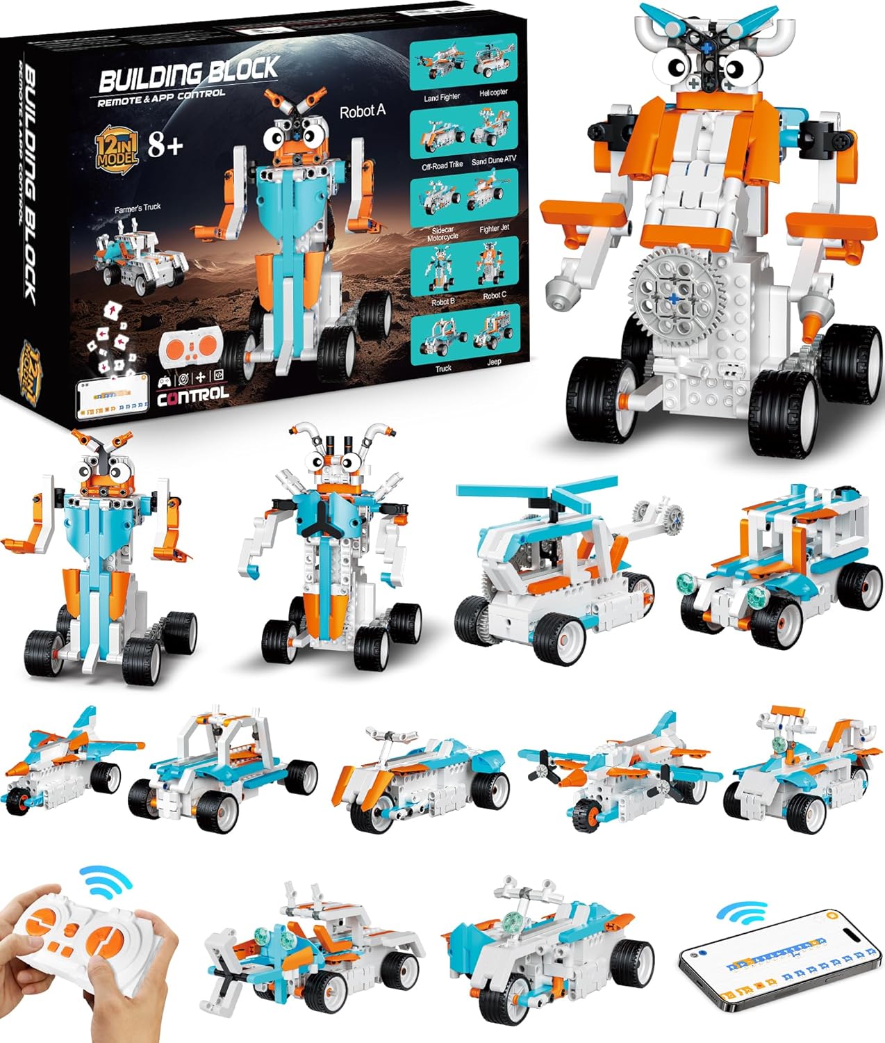 Robot Building Toys for Kids, 12 in 1 Stem Toys for Boys Age 8-12, APP & Remote Control Robot Building Kit, DIY Engineering Robotics kit, Programmable Kids Robot Building Set Gifts for Boys Girls Robot Building Toys for Kids, 12 in 1 Stem Toys for Boys Age 8-12, APP & Remote Control Robot Building Kit, DIY Engineering Robotics kit, Programmable Kids Robot Building Set Gifts for Boys Girls