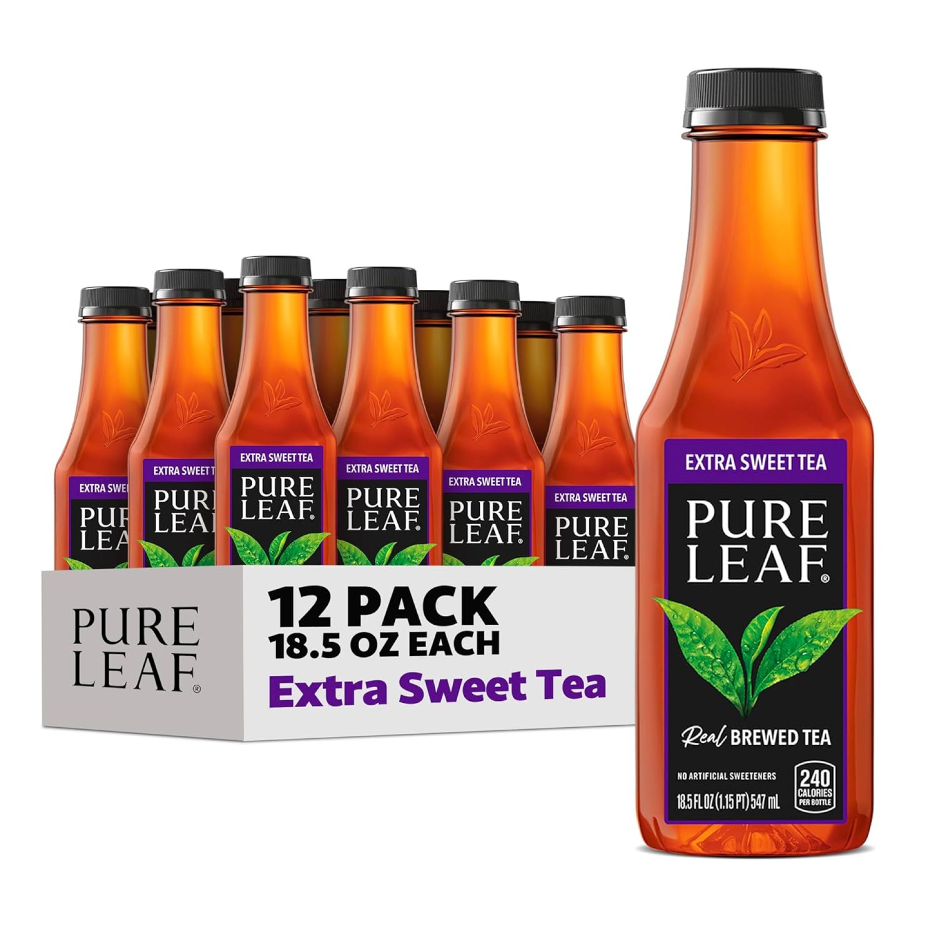 Pure Leaf Iced Tea, Extra Sweet, Real Brewed Tea, 18.5 Fl Oz Bottles (Pack Of 12) Pure Leaf Iced Tea, Extra Sweet, Real Brewed Tea, 18.5 Fl Oz Bottles (Pack Of 12)