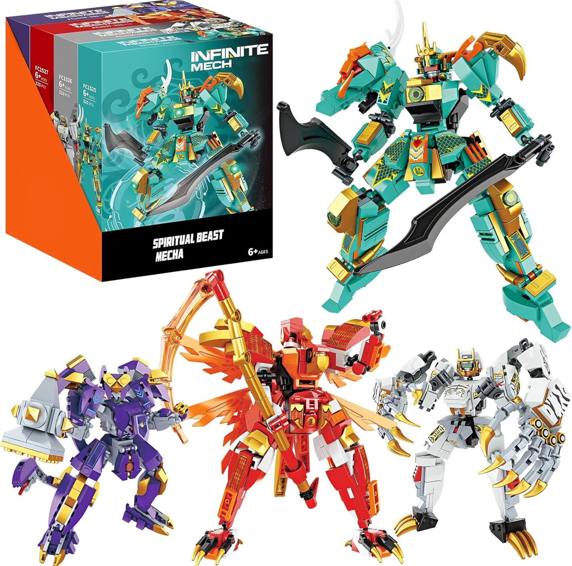 WishaLife Ninja Mech Dragon Robot Warrior Building Blocks Set, Creative Action Figure Toy Gift for Kids, Boys, Girls Ages 6 and Up (1263 Pieces) WishaLife Ninja Mech Dragon Robot Warrior Building Blocks Set, Creative Action Figure Toy Gift for Kids, Boys, Girls Ages 6 and Up (1263 Pieces)