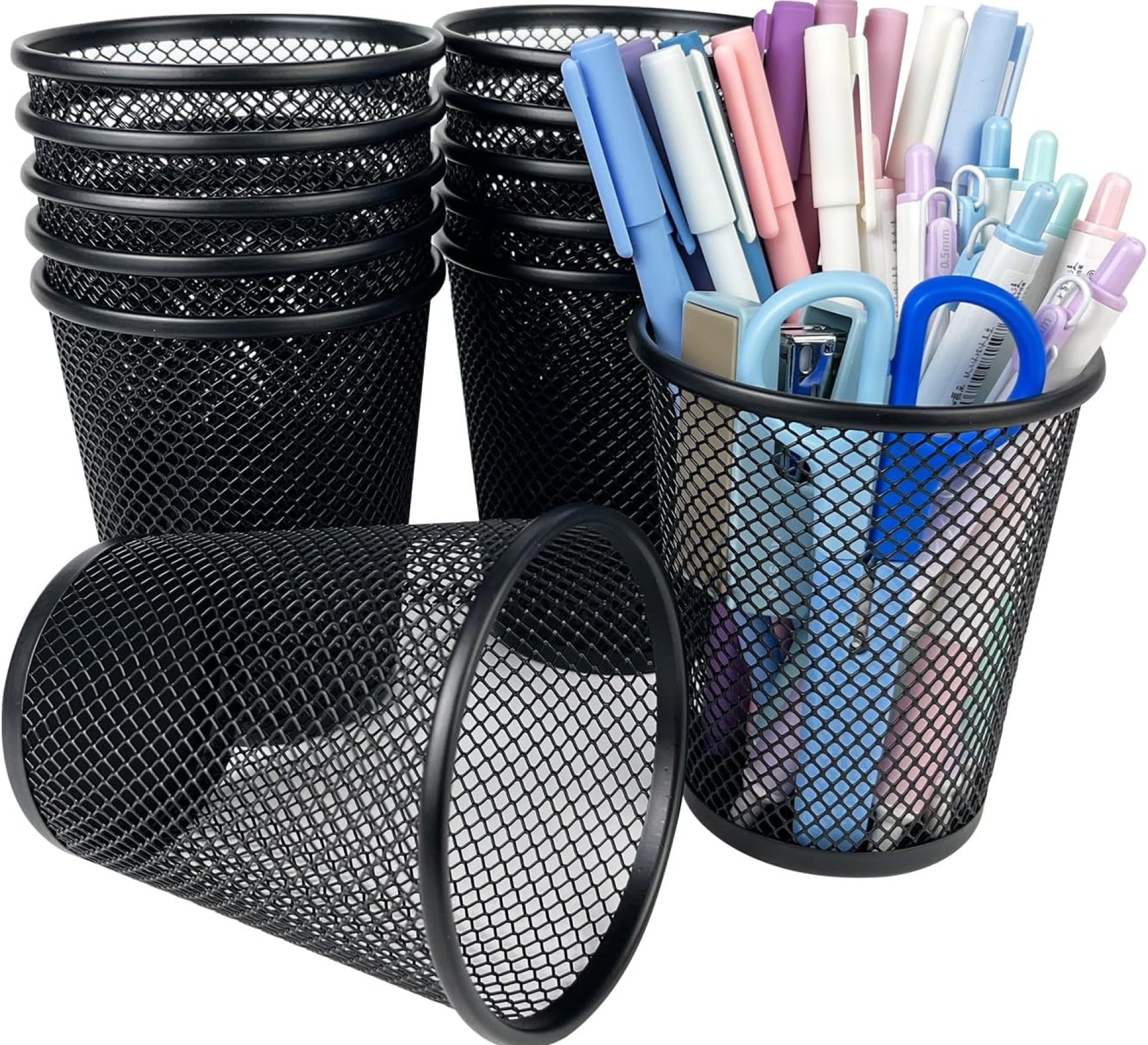 12 Packs Pen Holders, Mesh Pen Cup, Metal Pencil Holders for Desk, Multifunctional Organizer for Office School Home Makeup Brush (Black) 12 Packs Pen Holders, Mesh Pen Cup, Metal Pencil Holders for Desk, Multifunctional Organizer for Office School Home Makeup Brush (Black)