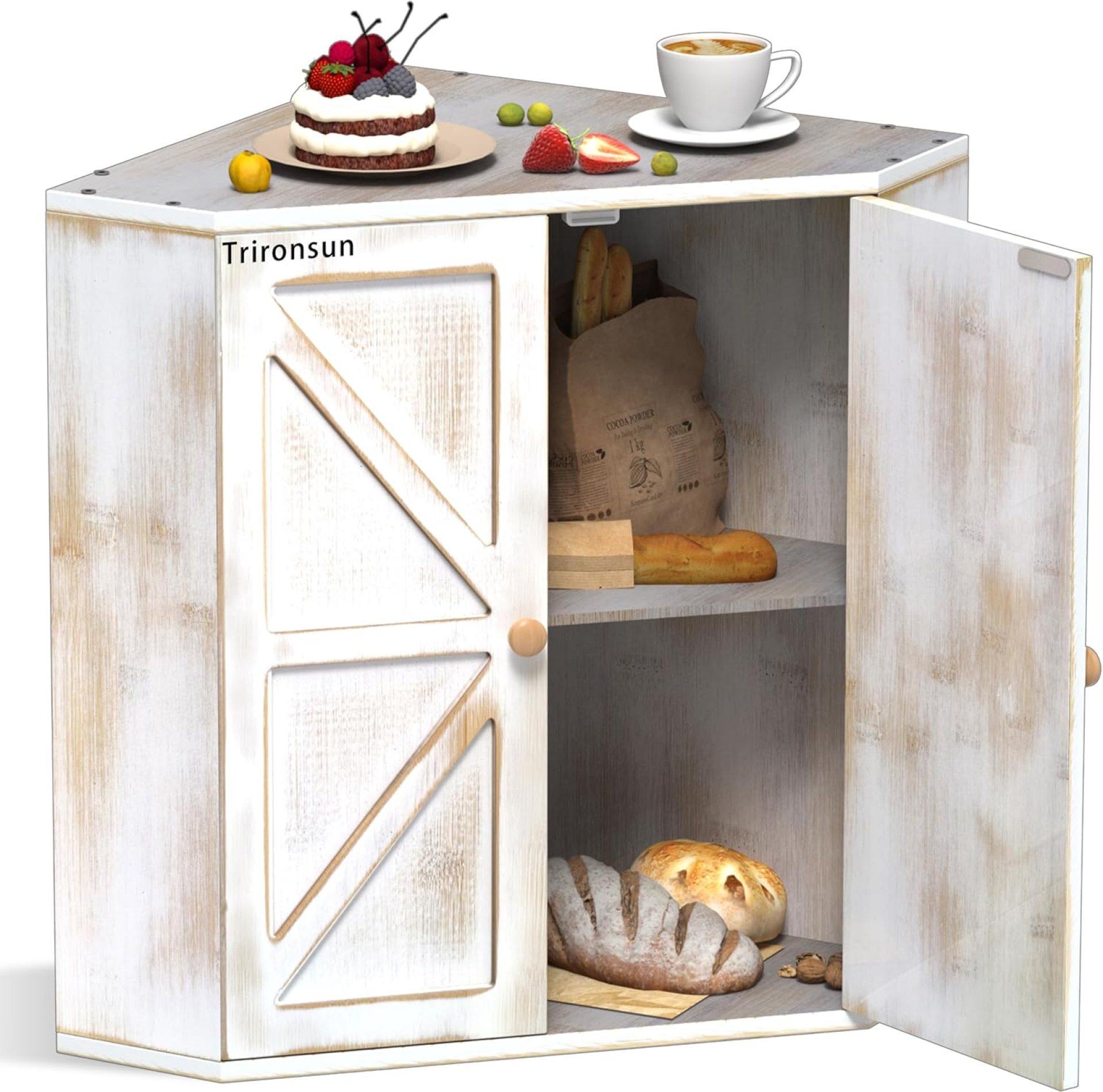 Corner Bread Box for Kitchen Counter Double Layer Bamboo Bread Storage Container Large Capacity Bread Storage Bin Farmhouse Breadbox Organizer Corner Bread Box for Kitchen Counter Double Layer Bamboo Bread Storage Container Large Capacity Bread Storage Bin Farmhouse Breadbox Organizer