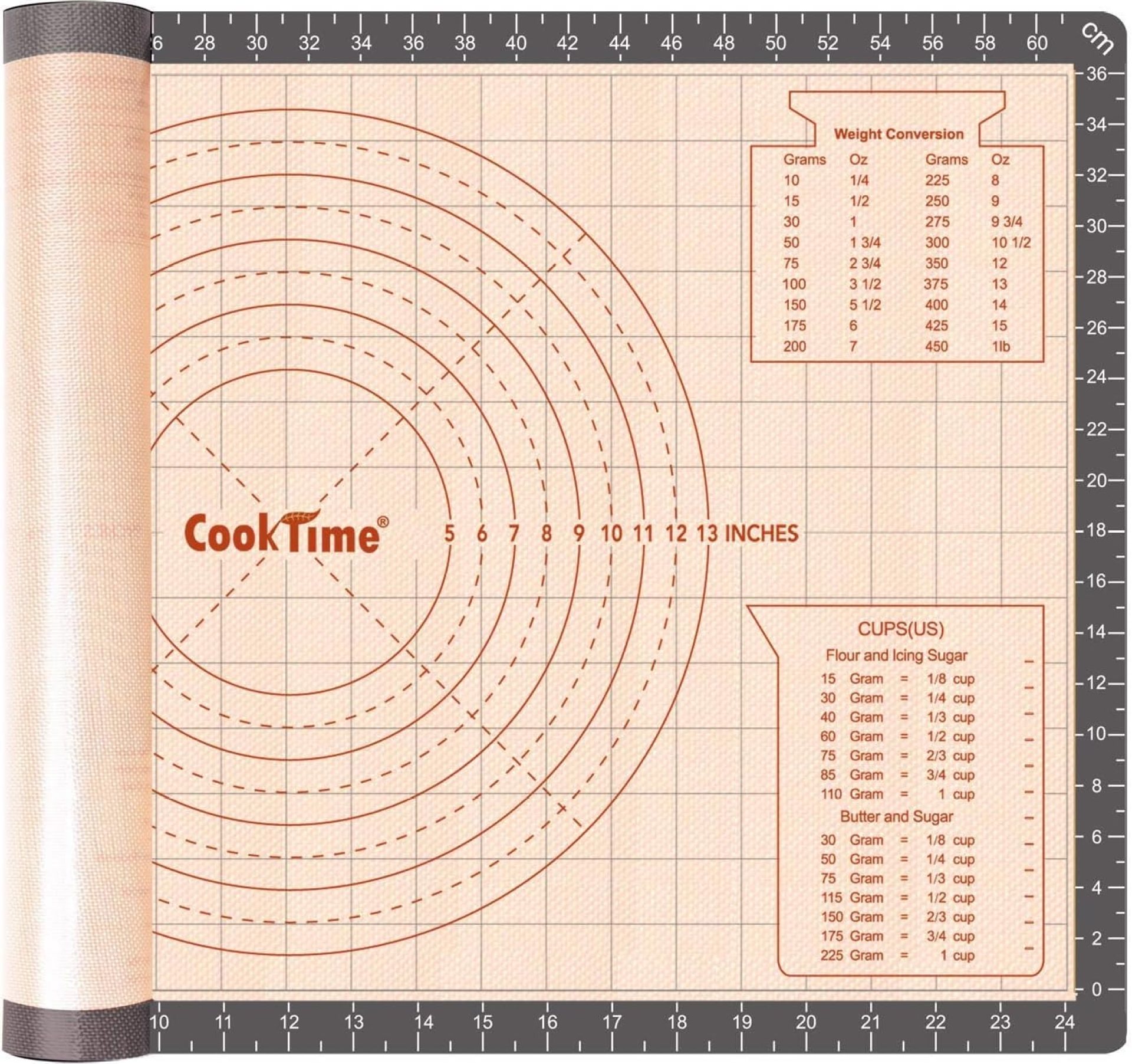 Silicone Pastry Baking Mat Non Stick-Large Rolling Dough with Measurements-Non Slip Pizza,Fondant,Pie,Cake Baking Mat – 26 x 16 Inch By Cook Time Silicone Pastry Baking Mat Non Stick-Large Rolling Dough with Measurements-Non Slip Pizza,Fondant,Pie,Cake Baking Mat – 26 x 16 Inch By Cook Time