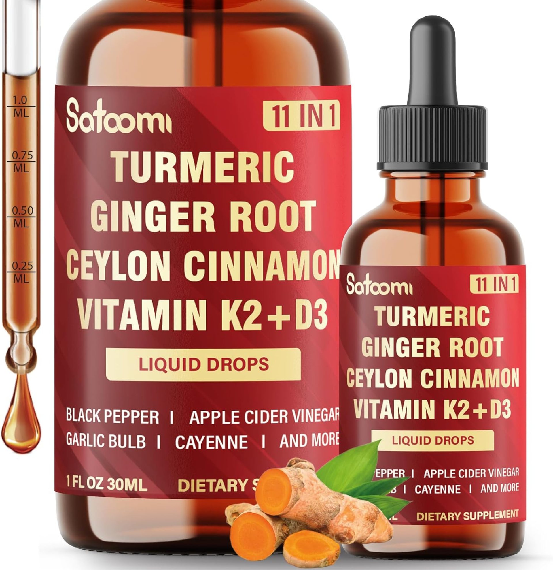 11in1 Liquid Turmeric Supplement for Immunity, Heart & Energy – with Vitamin D3, K2 MK7, Ginger, Garlic, Ceylon Cinnamon, Berberine, Ginseng, Apple Cider Vinegar – 30ml Drops – 60 Servings 11in1 Liquid Turmeric Supplement for Immunity, Heart & Energy – with Vitamin D3, K2 MK7, Ginger, Garlic, Ceylon Cinnamon, Berberine, Ginseng, Apple Cider Vinegar – 30ml Drops – 60 Servings