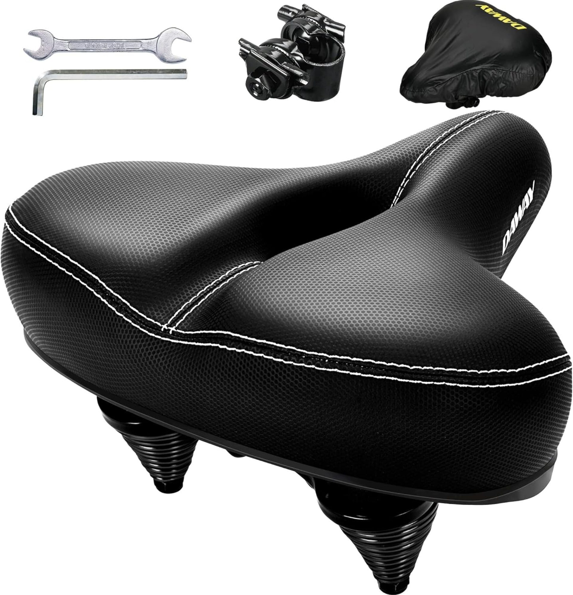 DAWAY C30 Comfortable Oversized Bike Seat – Compatible with Peloton, Exercise, Mountain or Road Bikes, Extra Wide Bicycle Saddle Replacement with Memory Foam Cushion for Men Women Comfort DAWAY C30 Comfortable Oversized Bike Seat – Compatible with Peloton, Exercise, Mountain or Road Bikes, Extra Wide Bicycle Saddle Replacement with Memory Foam Cushion for Men Women Comfort