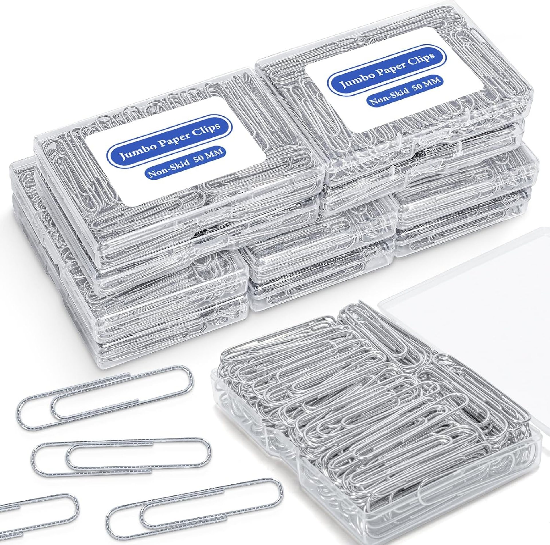 Jumbo Paper Clips Non-Skid, 1000 Large Paper Clips 10 Boxes of 100 Each, Jumbo Size for Home, Office, School Supplies, 2 Inch Silver Heavy Duty Nonskid Paperclips Jumbo Paper Clips Non-Skid, 1000 Large Paper Clips 10 Boxes of 100 Each, Jumbo Size for Home, Office, School Supplies, 2 Inch Silver Heavy Duty Nonskid Paperclips