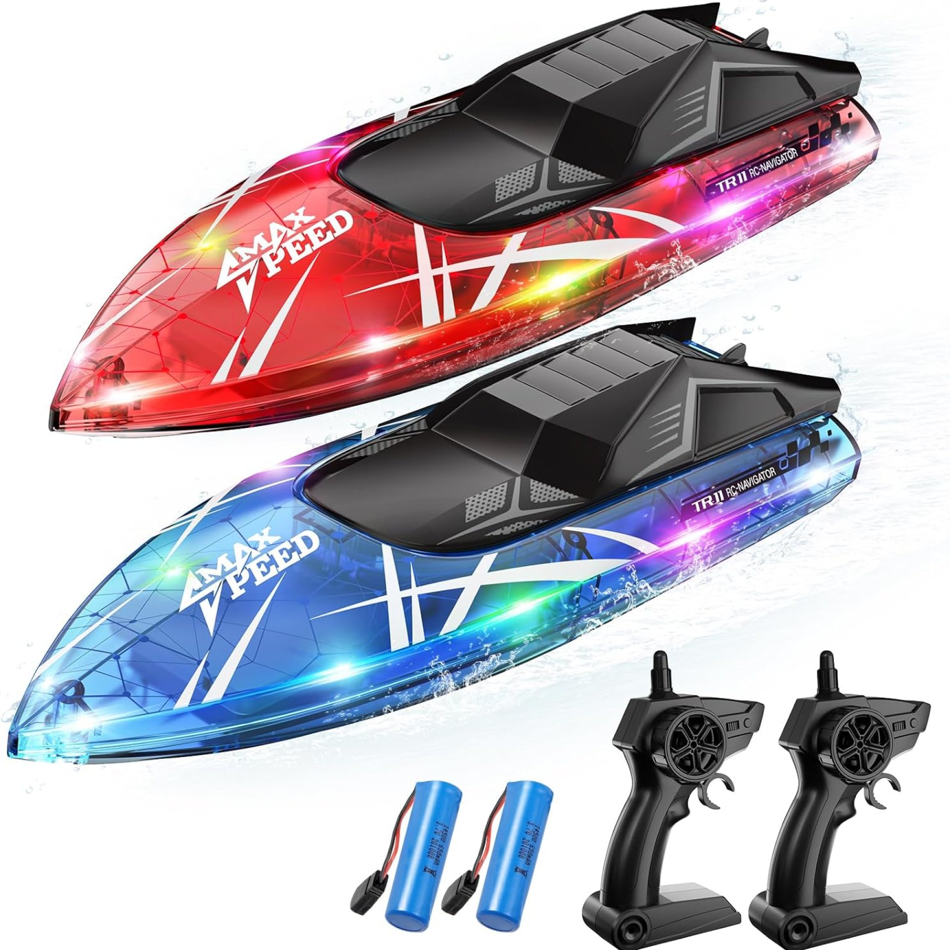 Remote Control Boat for Kids, 2Pack RC Boats with LED Lights for Pools Lakes River & Bathtub, 2.4Ghz Control, Whole Body Waterproof, 2 Rechargeable Batteries Summer Water Toys Remote Control Boat for Kids, 2Pack RC Boats with LED Lights for Pools Lakes River & Bathtub, 2.4Ghz Control, Whole Body Waterproof, 2 Rechargeable Batteries Summer Water Toys