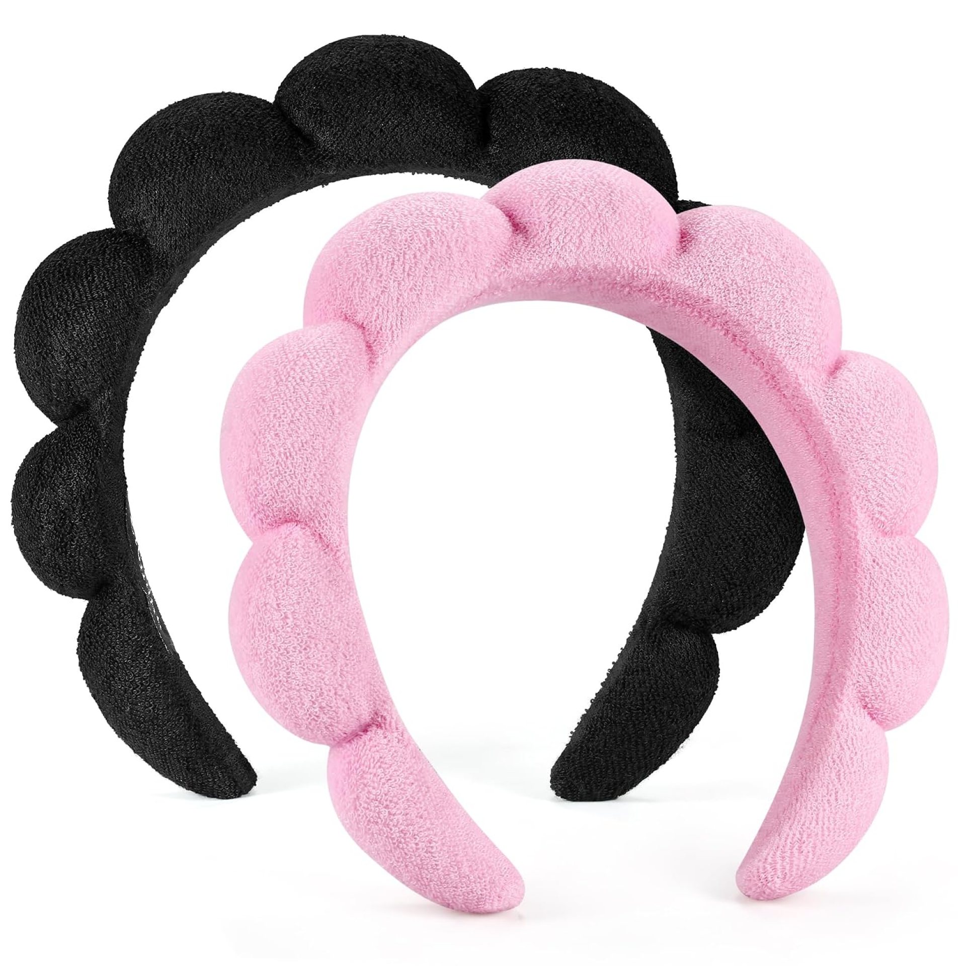 Spa Headbands for Washing Face or Facial, Set of 2 Skincare Headbands, Terry Cloth Headband Wash Combo Pack – Puffy Makeup Washing, Mask, Skin Treatment (Black & Pink) Spa Headbands for Washing Face or Facial, Set of 2 Skincare Headbands, Terry Cloth Headband Wash Combo Pack – Puffy Makeup Washing, Mask, Skin Treatment (Black & Pink)