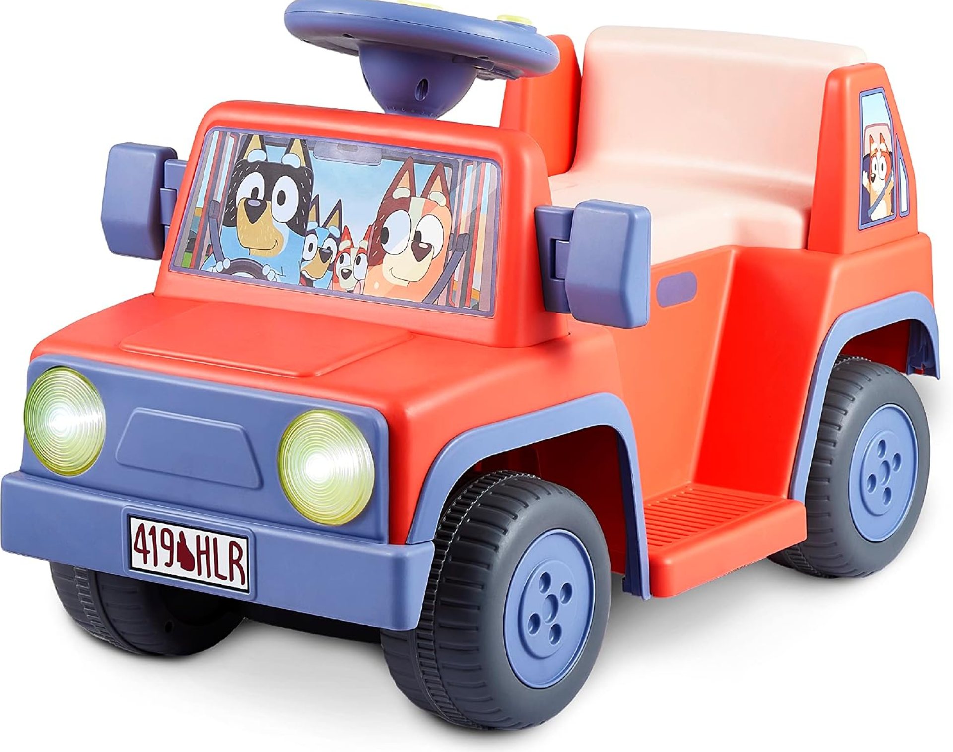 Bluey 6V Ride On Car for Toddlers – Interactive Electric Car for Kids with Sound Effects & Music, Riding Toy for Boys & Girls, Includes 6V Rechargeable Battery & Charger Bluey 6V Ride On Car for Toddlers – Interactive Electric Car for Kids with Sound Effects & Music, Riding Toy for Boys & Girls, Includes 6V Rechargeable Battery & Charger