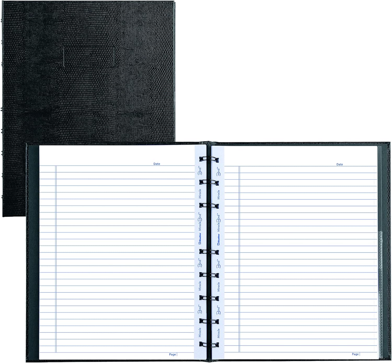 Blueline MiracleBind™ Notebook, Lizard-Like Hard Cover, 150 Repositionable, Refillable Pages, 9.25″ x 7.25″, Black (AF9150.81) Blueline MiracleBind™ Notebook, Lizard-Like Hard Cover, 150 Repositionable, Refillable Pages, 9.25″ x 7.25″, Black (AF9150.81)