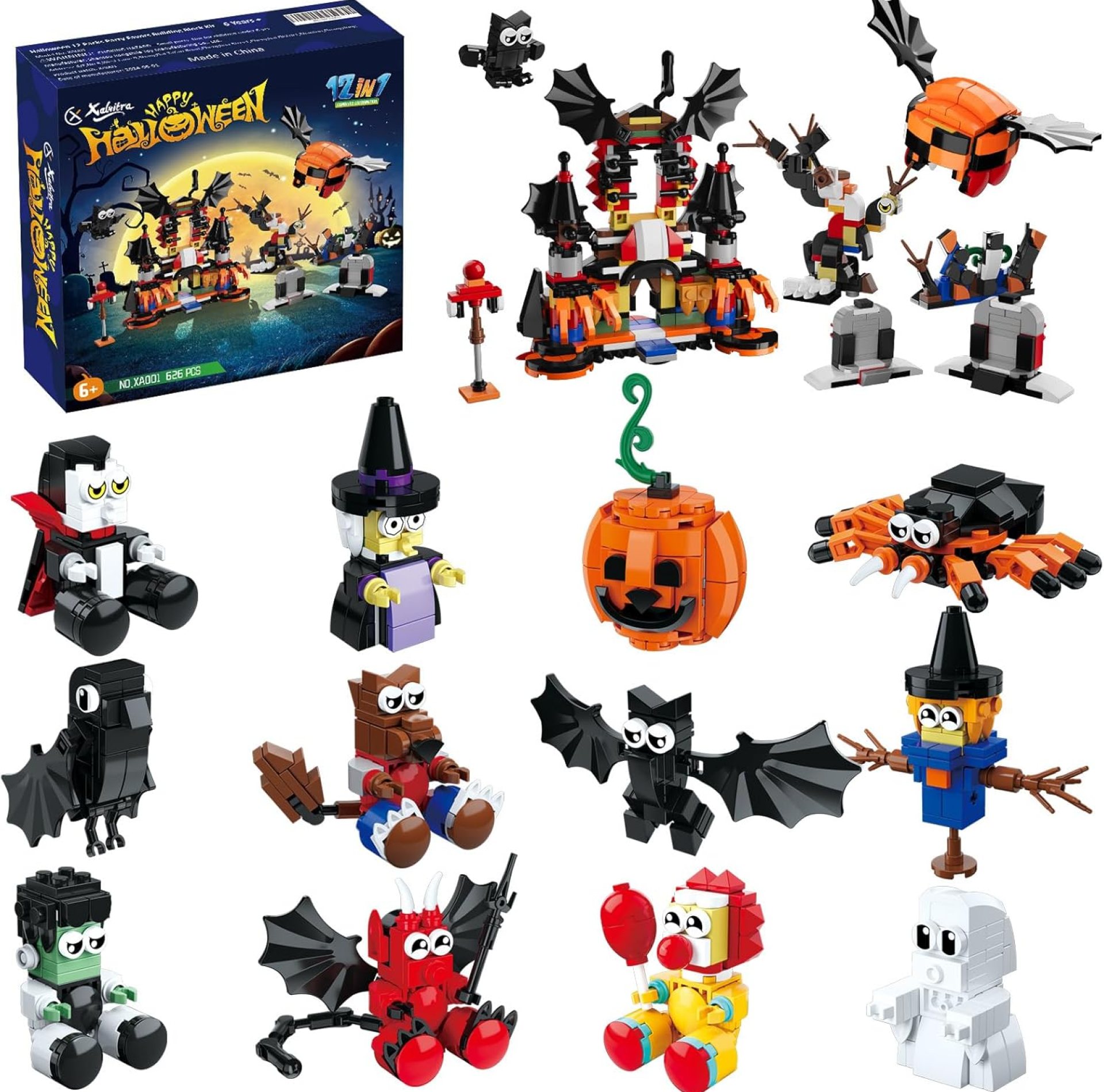 Halloween Party Favors Toys for Kids,Halloween Haunted House 12 in 1 Building Blocks Set Gift 668PCS,Halloween Mini Cute Bricks Pcs Goodie Bags Fillers Classroom Prizes Boys or Girls 6-12 Halloween Party Favors Toys for Kids,Halloween Haunted House 12 in 1 Building Blocks Set Gift 668PCS,Halloween Mini Cute Bricks Pcs Goodie Bags Fillers Classroom Prizes Boys or Girls 6-12
