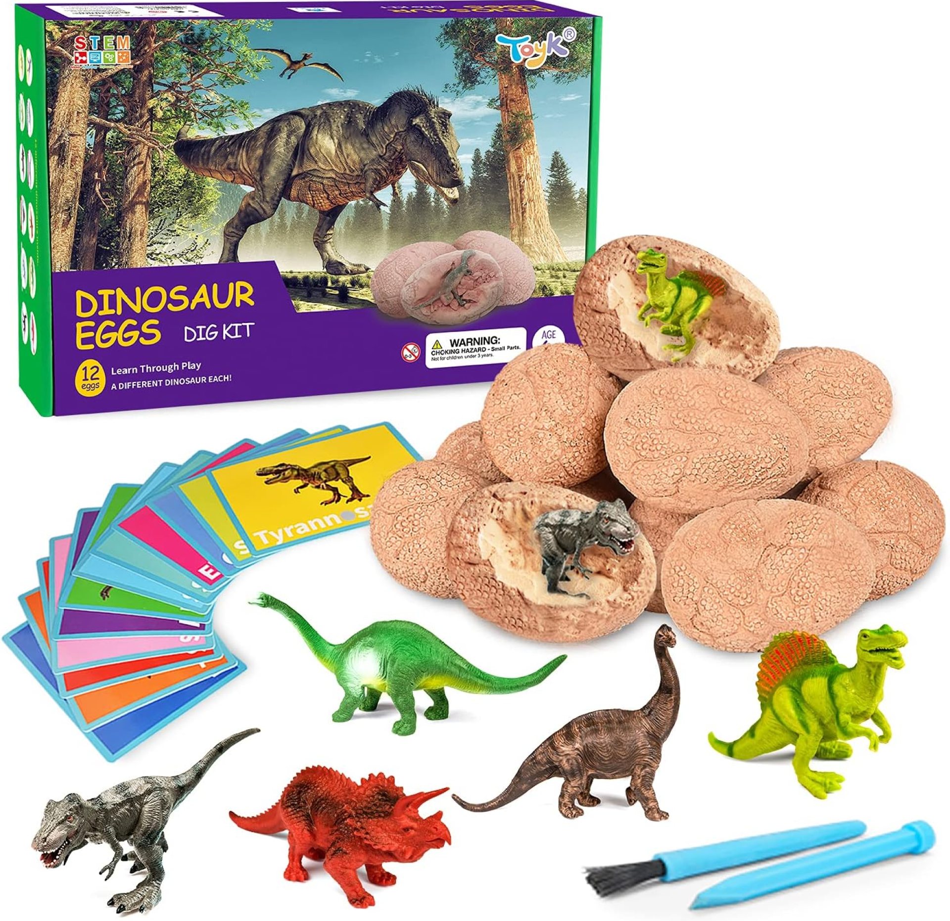 Dig Up Dinosaur Fossil Eggs, Break Open 12 Unique Eggs and Discover 12 Cute Dinosaurs, Easter Digging Toy for 3 4 5 6 7 8 9-12 Year Old Boys Archaeology Science STEM Gift Dig Up Dinosaur Fossil Eggs, Break Open 12 Unique Eggs and Discover 12 Cute Dinosaurs, Easter Digging Toy for 3 4 5 6 7 8 9-12 Year Old Boys Archaeology Science STEM Gift