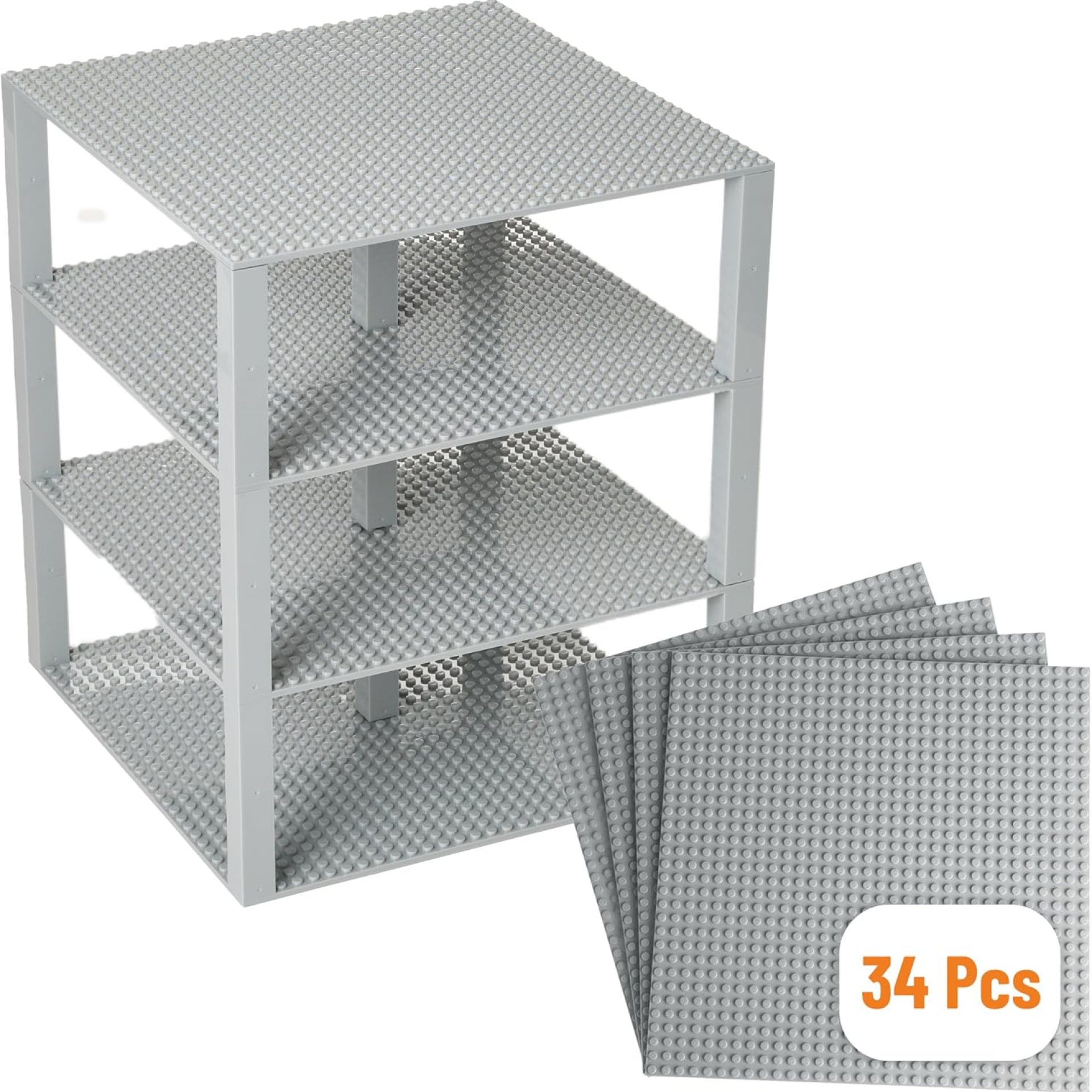 Strictly Briks Building Toy Stackable Baseplates – Compatible with Lego & All Major Brands – 4-Pack, 10 x 10 in, Light Gray – 30 Stackers & Brick Plate Display for Towers & Shelves Strictly Briks Building Toy Stackable Baseplates – Compatible with Lego & All Major Brands – 4-Pack, 10 x 10 in, Light Gray – 30 Stackers & Brick Plate Display for Towers & Shelves