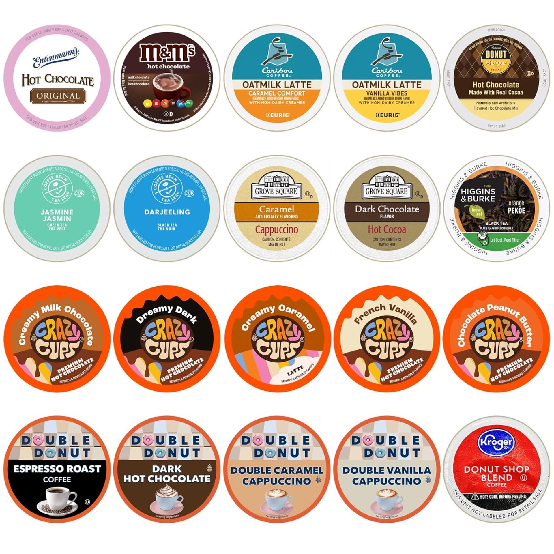 Perfect Samplers Tea Pods, Cider, Hot Chocolate, Cappuccino & Coffee Pods Variety Pack, Single Serve Coffee & K Pod Variety Pack for Keurig K Cups Brewers, Coffee Gift Set, 20 Count Perfect Samplers Tea Pods, Cider, Hot Chocolate, Cappuccino & Coffee Pods Variety Pack, Single Serve Coffee & K Pod Variety Pack for Keurig K Cups Brewers, Coffee Gift Set, 20 Count