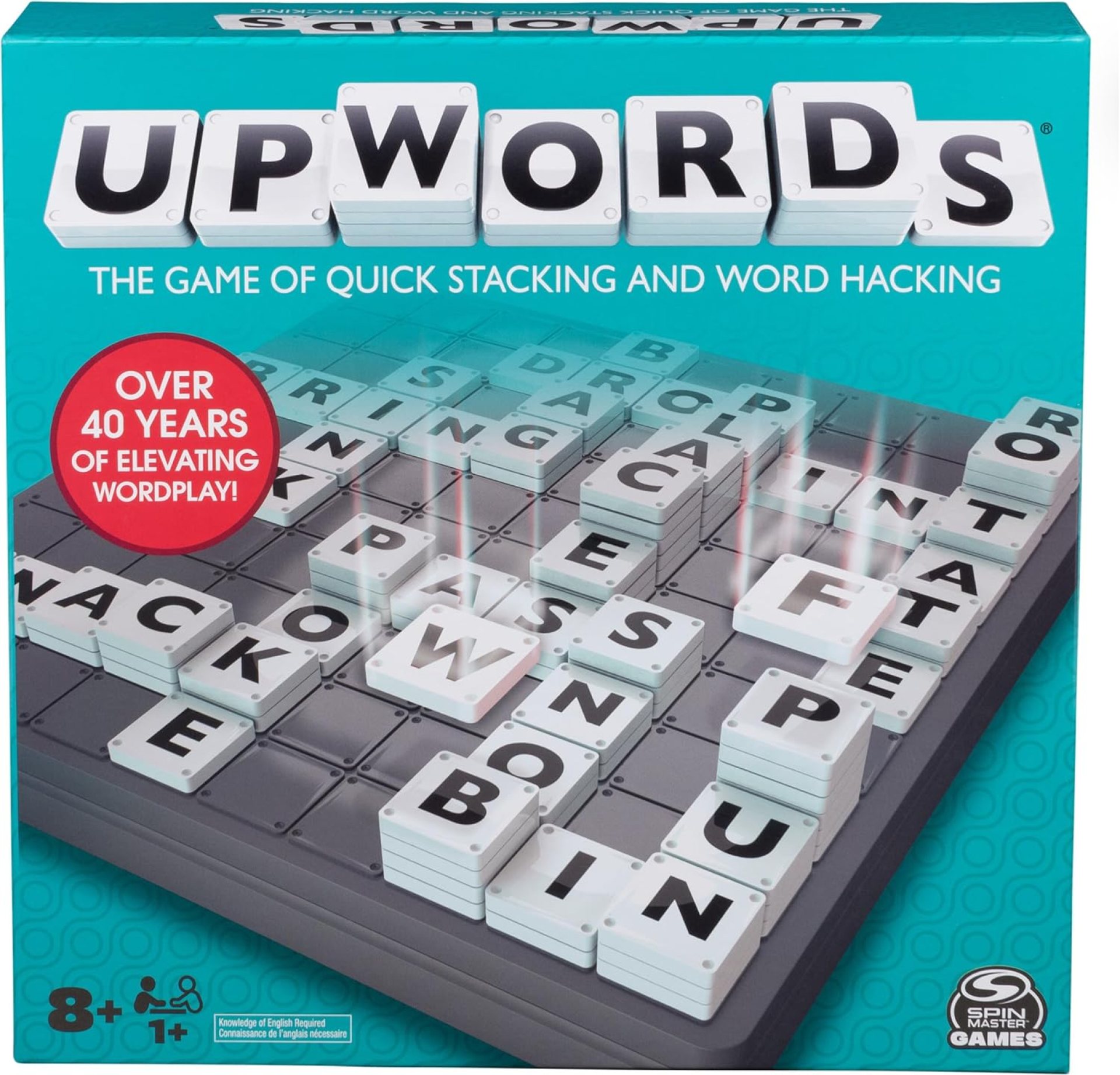 Spin Master Games, Upwords, The Stackable Word Game: 2023 Edition, Includes Rotating Board & Letter Tiles, Classic Crossword Activity for Kids & Family, 3-6 Players, for Ages 8+ Spin Master Games, Upwords, The Stackable Word Game: 2023 Edition, Includes Rotating Board & Letter Tiles, Classic Crossword Activity for Kids & Family, 3-6 Players, for Ages 8+
