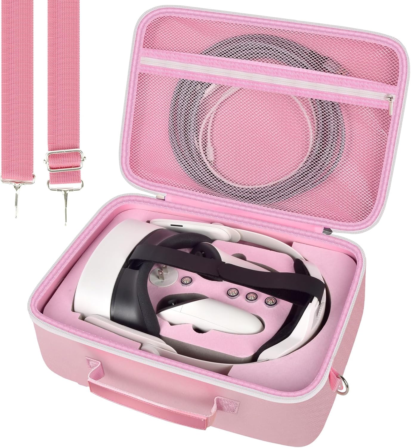 Hard Carrying Case for Meta Quest 3s/ Quest 3/ for Oculus Quest 2 Official Original/Elite Strap VR Headset and Controller Accessories, Portable Travel Storage Bag for Home, Outdoor – Pink (Box Only) Hard Carrying Case for Meta Quest 3s/ Quest 3/ for Oculus Quest 2 Official Original/Elite Strap VR Headset and Controller Accessories, Portable Travel Storage Bag for Home, Outdoor – Pink (Box Only)