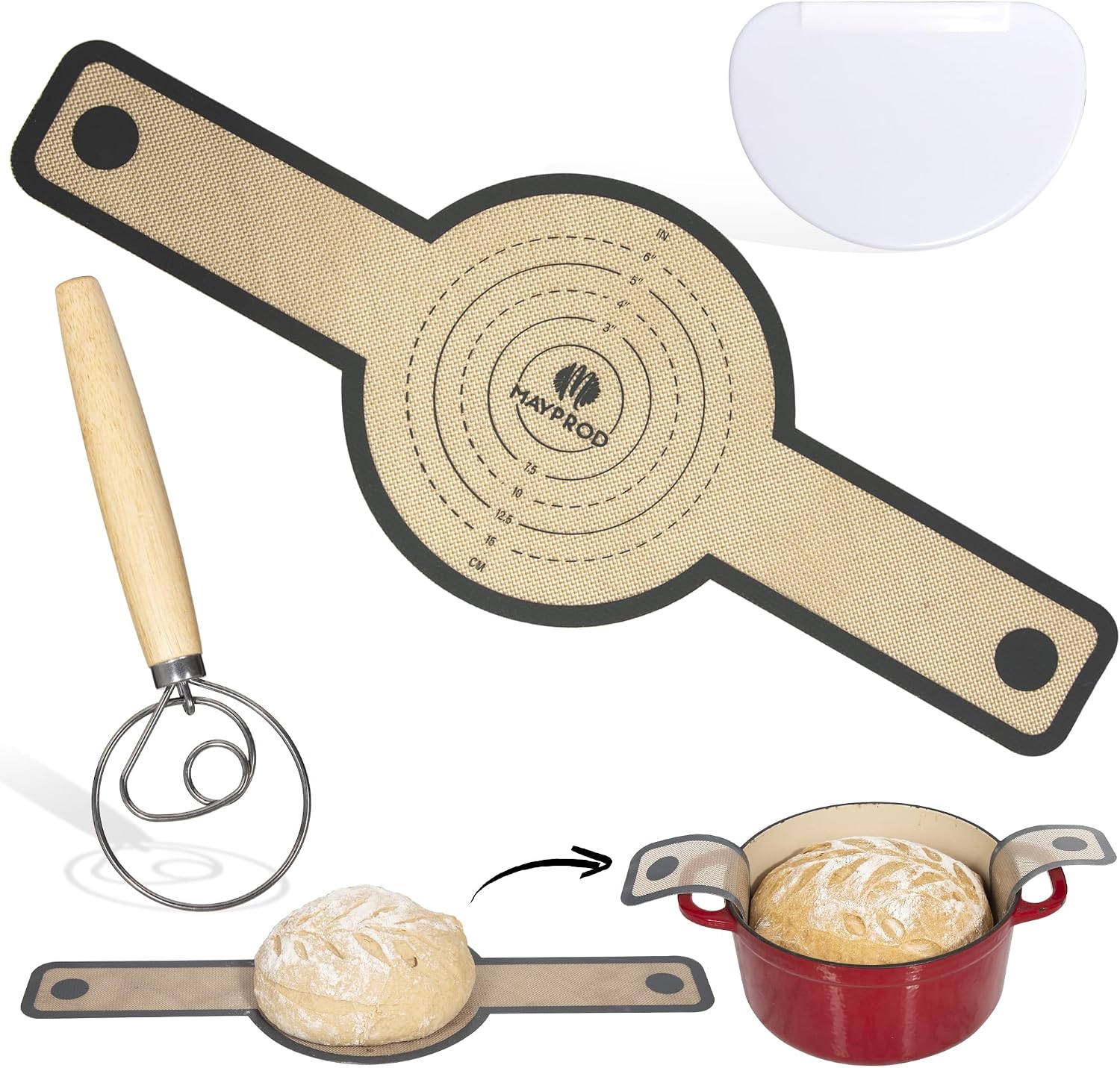 Silicone Bread Sling for Dutch Oven, Dough Scraper, Dough Whisk, Sour Dough Tools, Baking Bread Tools – Essential Bread Making Accessories for Sourdough, Bread Kneading & Dutch Oven Baking Silicone Bread Sling for Dutch Oven, Dough Scraper, Dough Whisk, Sour Dough Tools, Baking Bread Tools – Essential Bread Making Accessories for Sourdough, Bread Kneading & Dutch Oven Baking
