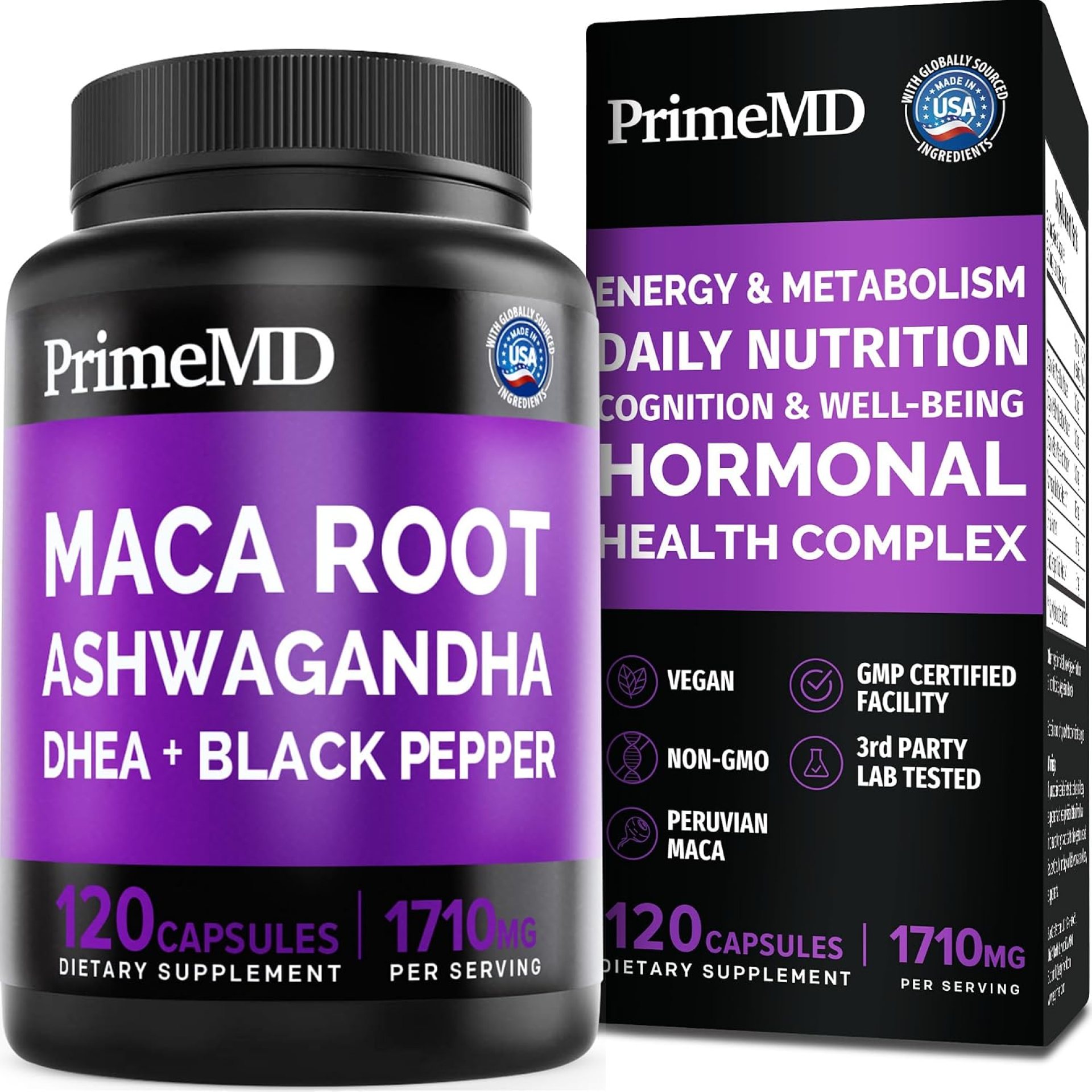 6-in-1 Organic Maca Root Ashwagandha Capsules 1710mg with DHEA and Black Pepper Fruit Extract for Women and Men – Black Maca Supplement for Stamina, Bone and Mood Support Supplement, 120 count 6-in-1 Organic Maca Root Ashwagandha Capsules 1710mg with DHEA and Black Pepper Fruit Extract for Women and Men – Black Maca Supplement for Stamina, Bone and Mood Support Supplement, 120 count