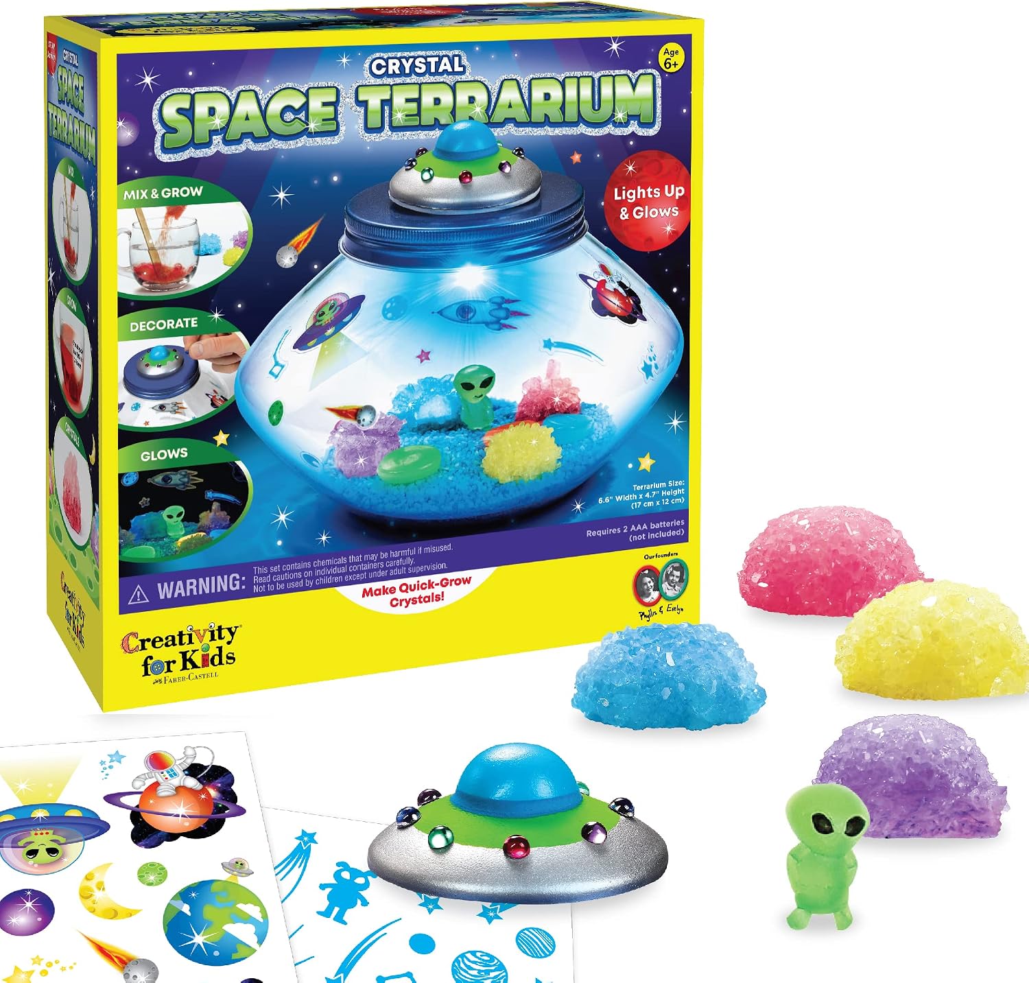 Creativity for Kids Crystal Space Terrarium Kit – Crystal Growing Kit for Kids – DIY STEM Science Kit for Boys and Girls Creativity for Kids Crystal Space Terrarium Kit – Crystal Growing Kit for Kids – DIY STEM Science Kit for Boys and Girls