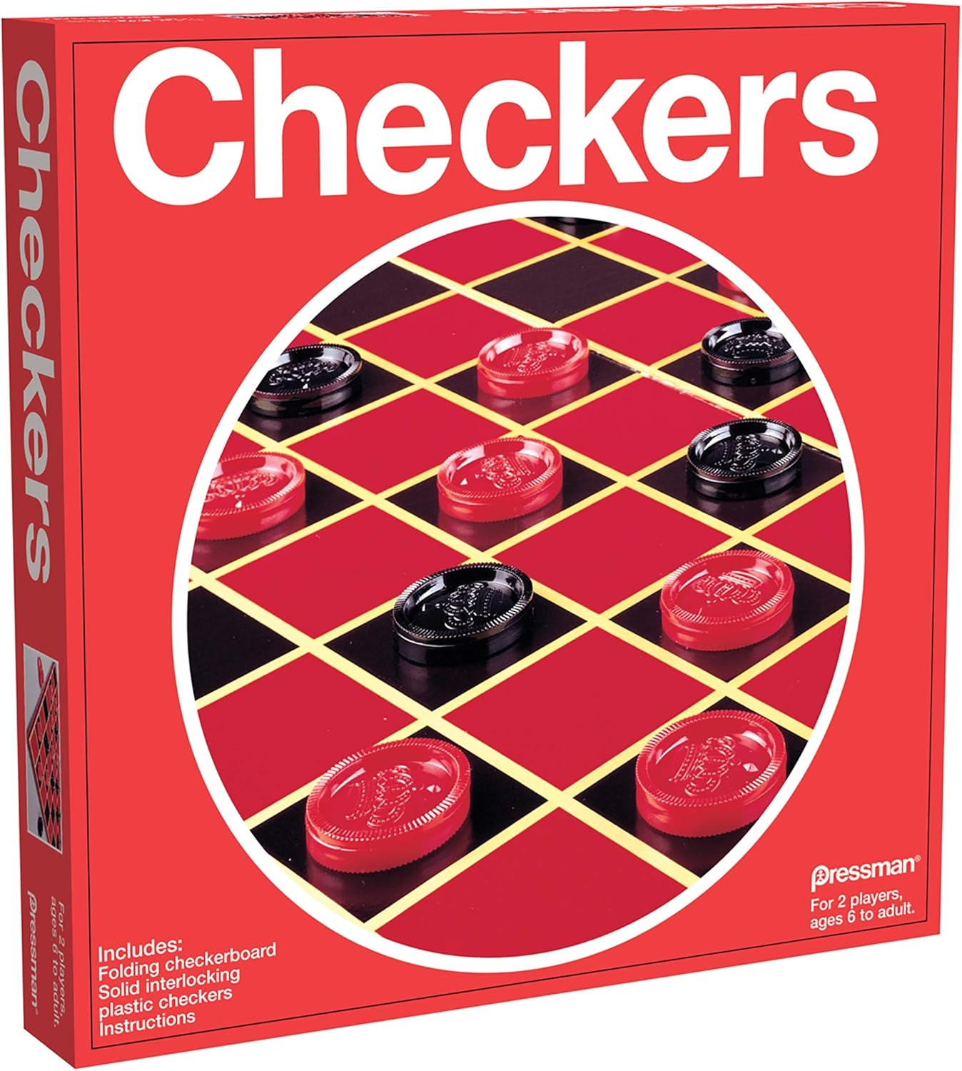 Pressman Checkers — Classic Game With Folding Board and Interlocking Checkers ,5″ Pressman Checkers — Classic Game With Folding Board and Interlocking Checkers ,5″