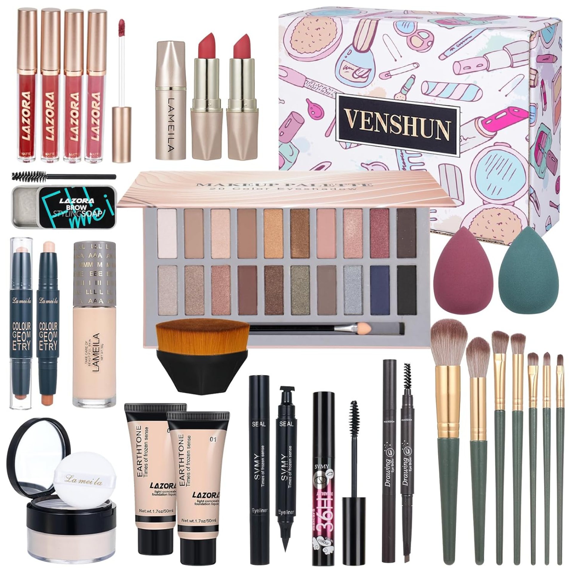 Makeup Kit Full Kit for Women Makeup Kit Full Kit for Teenagers Eyeshadow Palette Lip Gloss Foundation Mascara Eyeliner Cosmetic Brushes Cosmetic Bag etc. (20Middle) Makeup Kit Full Kit for Women Makeup Kit Full Kit for Teenagers Eyeshadow Palette Lip Gloss Foundation Mascara Eyeliner Cosmetic Brushes Cosmetic Bag etc. (20Middle)