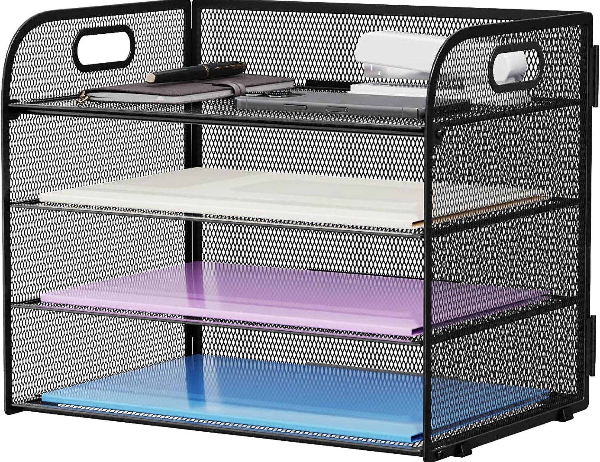 Marbrasse 4 Tier Paper Organizer Letter Tray – Mesh Desk File Organizer with Handle, Paper Sorter Organizer for Letter/A4 Office File Folder Holder (Black, 12.6″ x 9.1″ x 10.7″) Marbrasse 4 Tier Paper Organizer Letter Tray – Mesh Desk File Organizer with Handle, Paper Sorter Organizer for Letter/A4 Office File Folder Holder (Black, 12.6″ x 9.1″ x 10.7″)