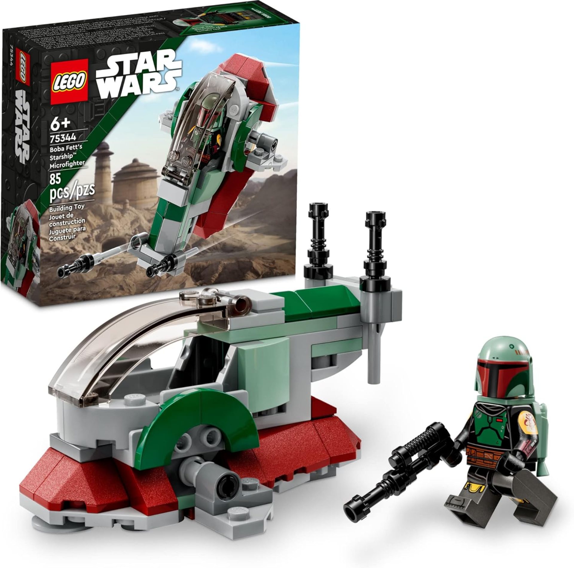 LEGO Star Wars Boba Fett’s Starship Microfighter 75344, Building Toy Vehicle with Adjustable Wings and Flick Shooters, The Mandalorian Set for Kids LEGO Star Wars Boba Fett’s Starship Microfighter 75344, Building Toy Vehicle with Adjustable Wings and Flick Shooters, The Mandalorian Set for Kids