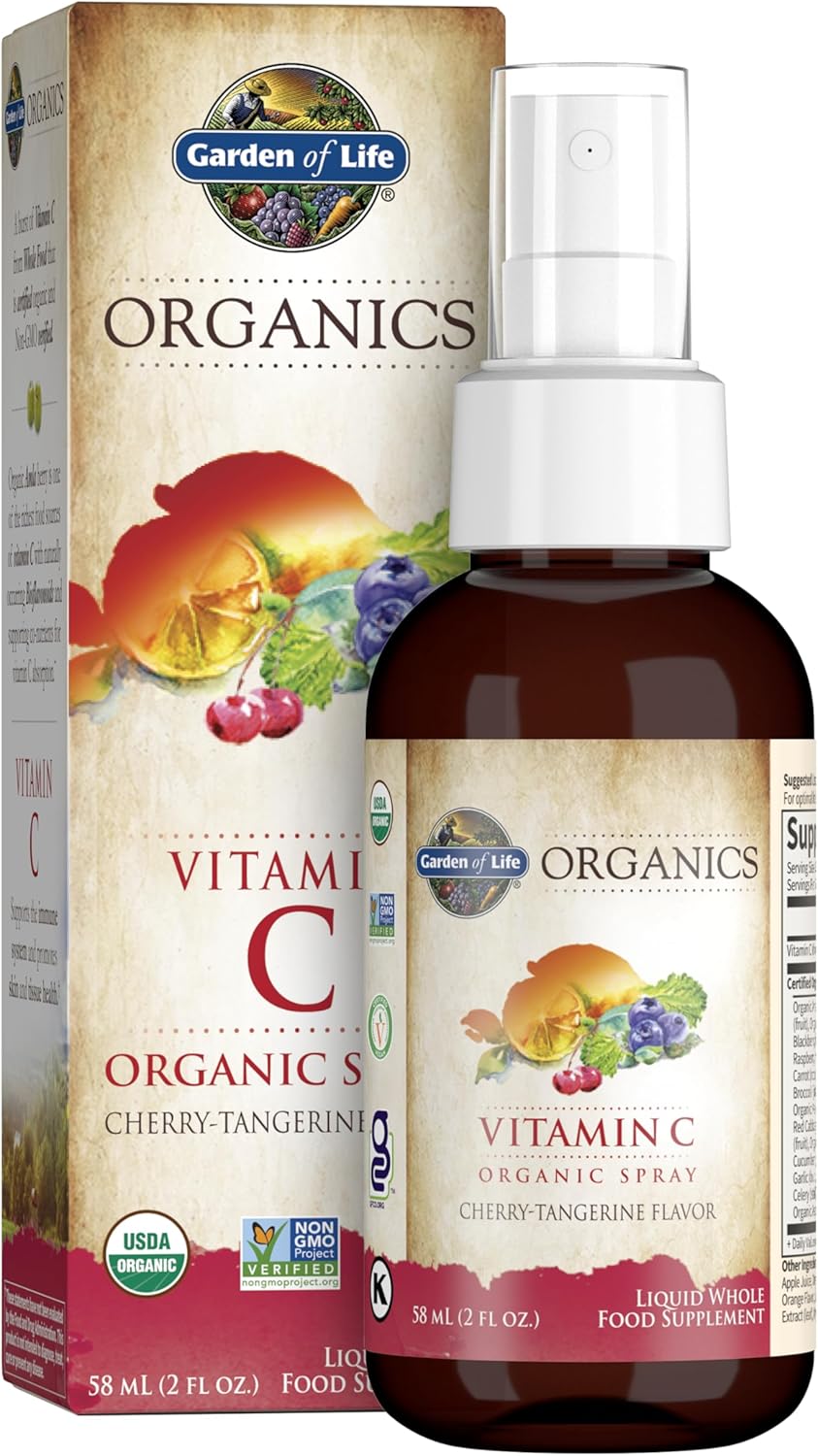 Garden of Life Organics Vitamin C for Kids and Adults, Organic Spray for Skin Health – Cherry Tangerine, Vitamin C Supplement Antioxidant for Immune Support, 2 fl oz Liquid Drops Garden of Life Organics Vitamin C for Kids and Adults, Organic Spray for Skin Health – Cherry Tangerine, Vitamin C Supplement Antioxidant for Immune Support, 2 fl oz Liquid Drops