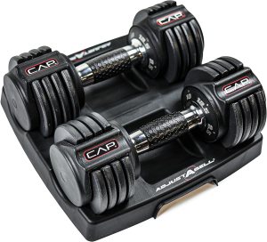 CAP Barbell ADJUSTABELL Adjustable Round Dumbbell Weights – Singles & Pairs | 12.5 lb, 25 lb & 55 lb | Multiple Handle Options