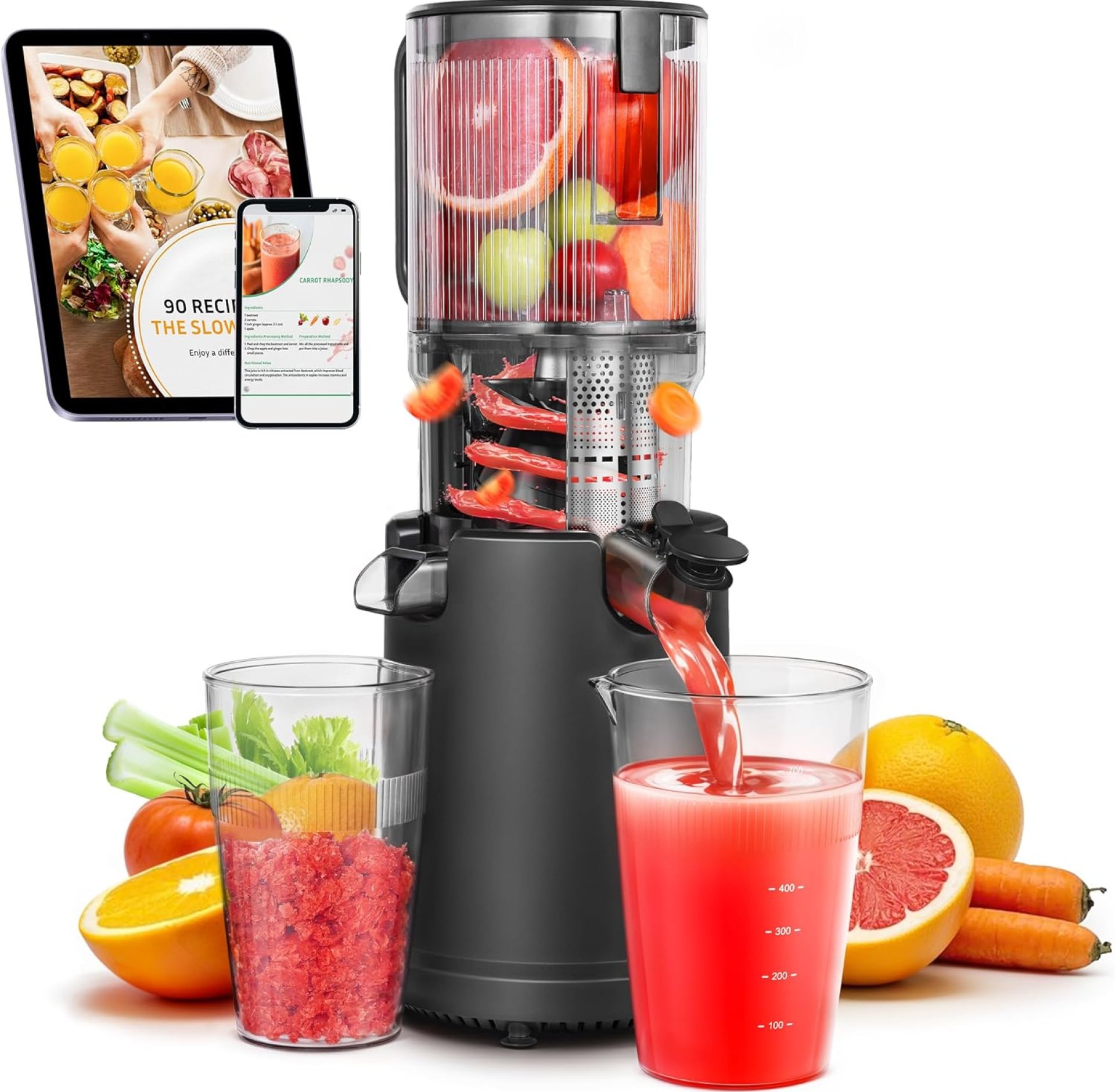 Slow Cold Press Juicer Machine: Electric Masticating Juicer Extractor Easy Clean – Whole Fruit Vegetable Juice Maker – Cold Pressed Slow Blender Juicer with Wide Large Chute Mouth Slow Cold Press Juicer Machine: Electric Masticating Juicer Extractor Easy Clean – Whole Fruit Vegetable Juice Maker – Cold Pressed Slow Blender Juicer with Wide Large Chute Mouth