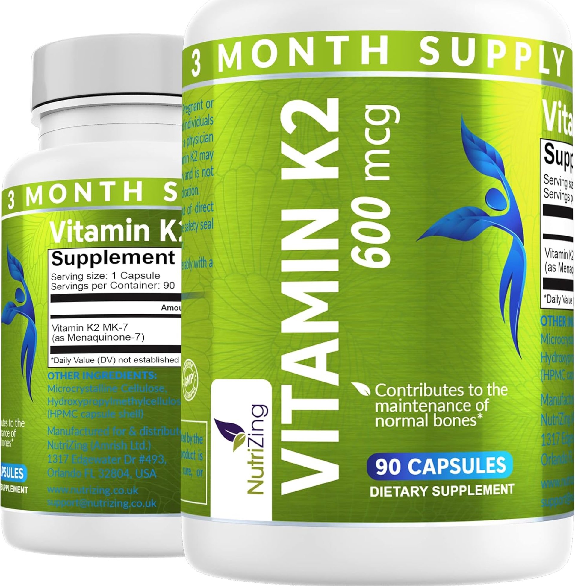 NutriZing K2 Vitamin Supplement MK-7 – High Strength 600mcg – Supports Bone & Arterial Health – 90 Vegan Capsules – Vitamin K2 for Men & Women – 3 Month Supply NutriZing K2 Vitamin Supplement MK-7 – High Strength 600mcg – Supports Bone & Arterial Health – 90 Vegan Capsules – Vitamin K2 for Men & Women – 3 Month Supply