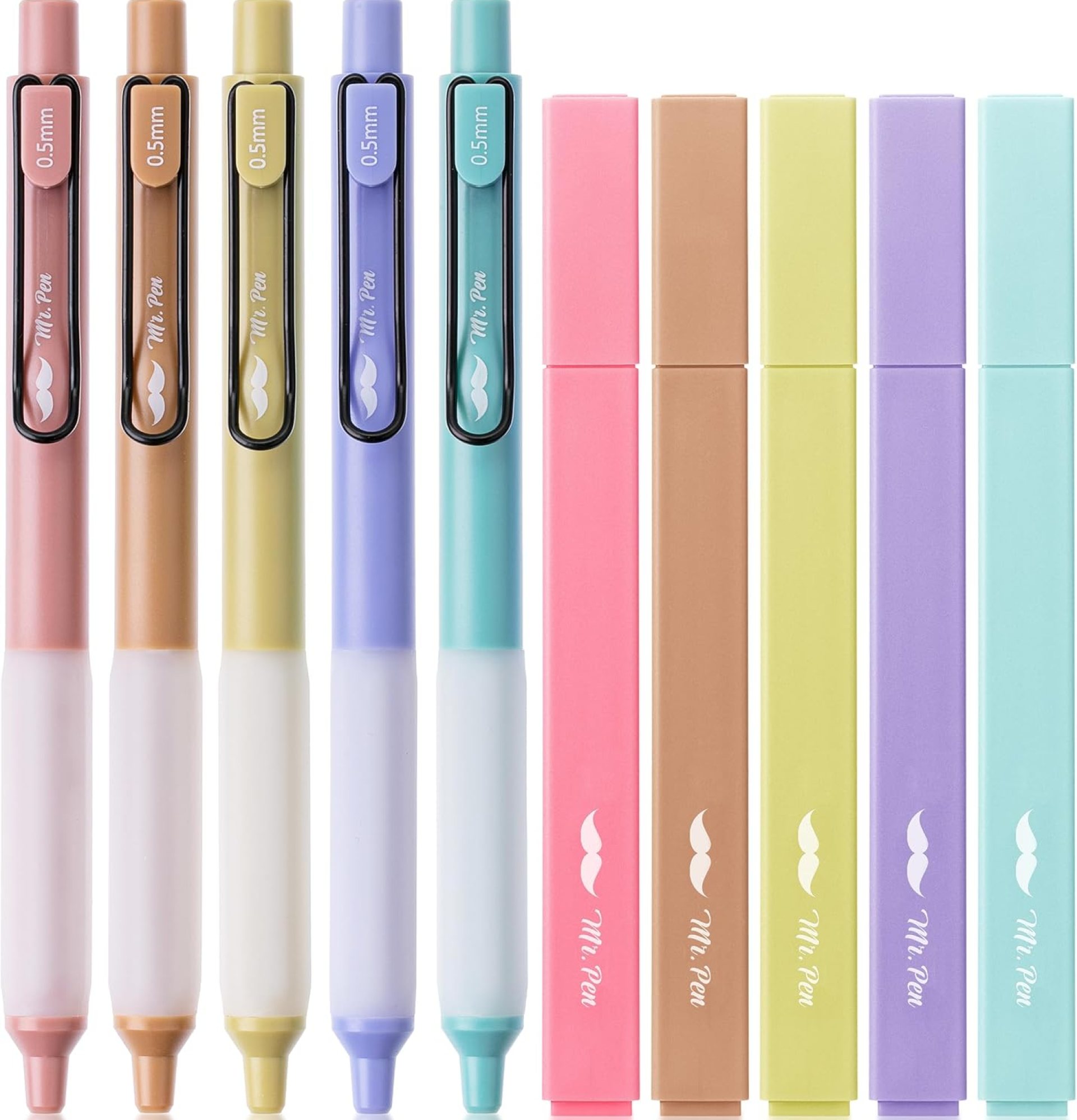 Mr. Pen- Aesthetic Highlighters and Gel Pens, 10 Pack, Morandi Color Highlighters, Assorted Color Gel Pens Mr. Pen- Aesthetic Highlighters and Gel Pens, 10 Pack, Morandi Color Highlighters, Assorted Color Gel Pens