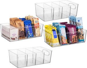 Pantry Organizers and Storage and Cabinet Organizer, 4 Pack – Kitchen Organizers and Storage, Great Fridge or Snack Organizer – Perfect in Refrigerator or Cupboard Shelf