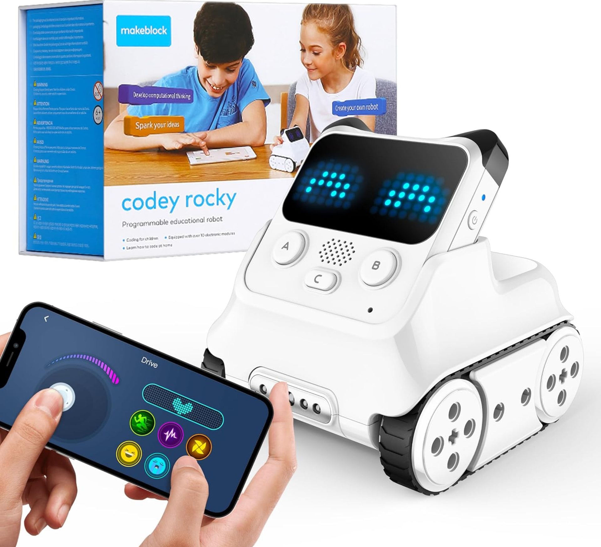 Makeblock Codey Rocky Interactive Emo Robot, Coding for Kids 8-12, STEM Toys Support Scratch Python Programming, Smart Robotics Gift for Kids 6+ Makeblock Codey Rocky Interactive Emo Robot, Coding for Kids 8-12, STEM Toys Support Scratch Python Programming, Smart Robotics Gift for Kids 6+