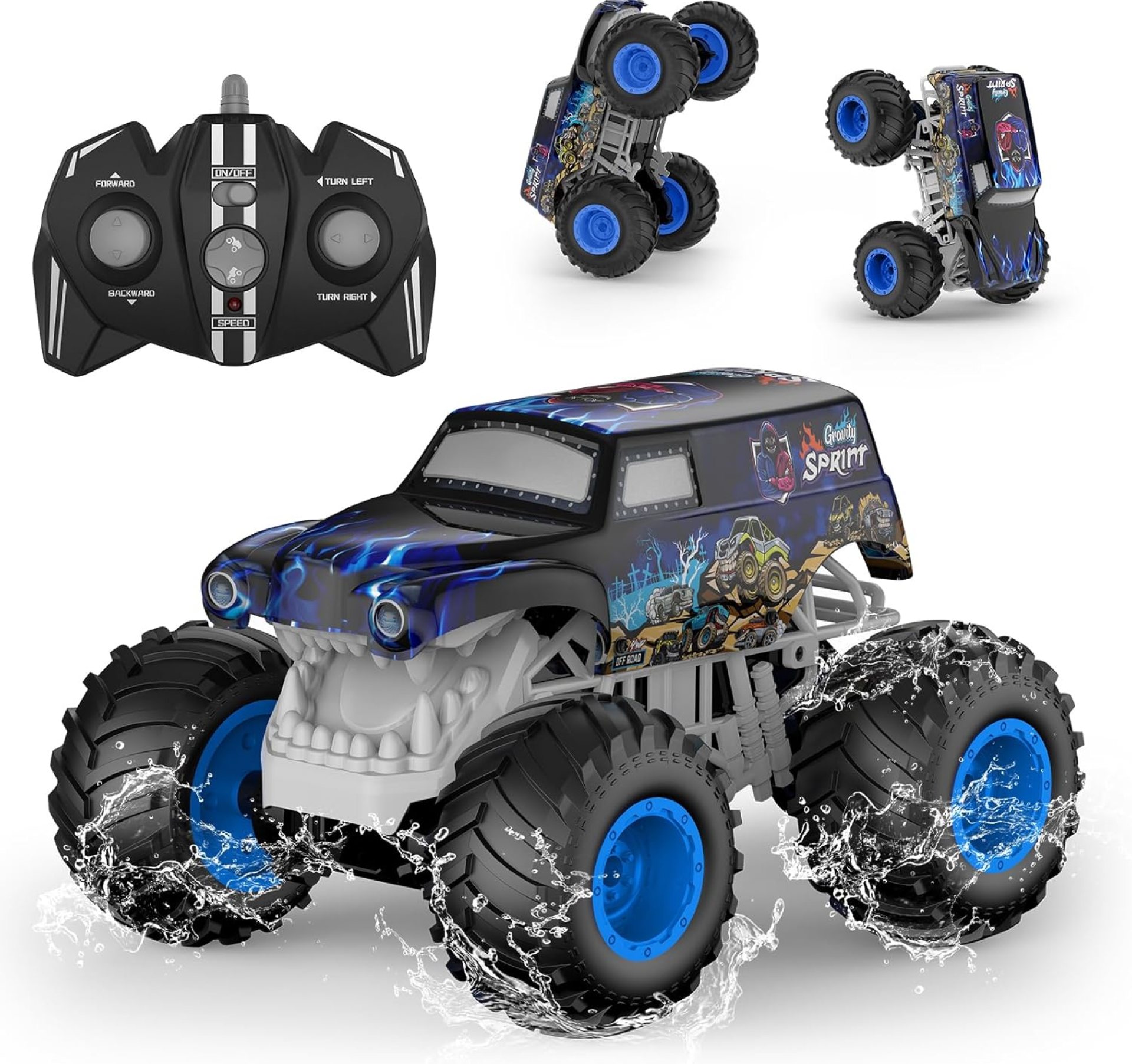 1:14 Waterproof RC Truck, Front & Rear Wheelie Monster Truck Toys, 4WD Amphibious Hobby Toy with LED Light, All Terrain Off-Road Stunt Car for 4 5 6 7 8 9 10 11 12 Year Old Boys Girls 1:14 Waterproof RC Truck, Front & Rear Wheelie Monster Truck Toys, 4WD Amphibious Hobby Toy with LED Light, All Terrain Off-Road Stunt Car for 4 5 6 7 8 9 10 11 12 Year Old Boys Girls