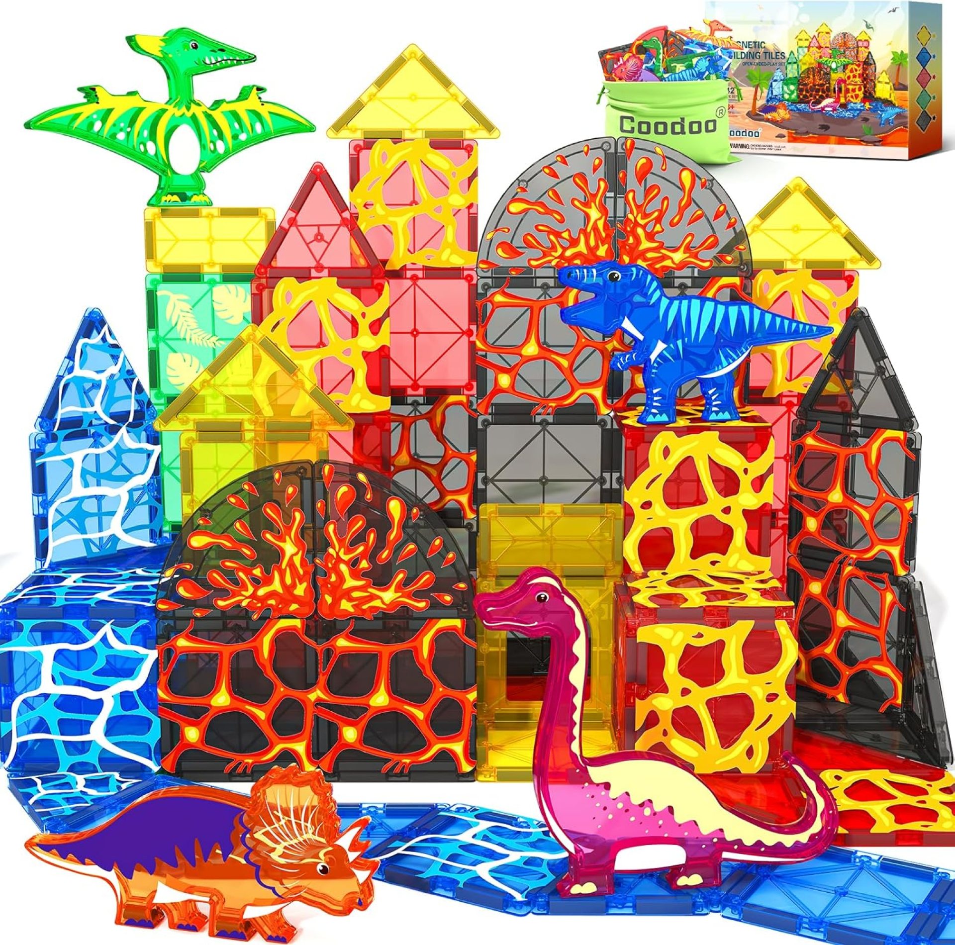 Dinosaur Toys Magnetic Tiles Lava Dinosaur World Set – Magnetic Blocks Building Toys for Kids 3-5 5-7 Girls Boys Toys Age 4-6 6-8, Classroom Must Haves Toddler Sensory Toys for 3+ Year Old Kids Toys Dinosaur Toys Magnetic Tiles Lava Dinosaur World Set – Magnetic Blocks Building Toys for Kids 3-5 5-7 Girls Boys Toys Age 4-6 6-8, Classroom Must Haves Toddler Sensory Toys for 3+ Year Old Kids Toys